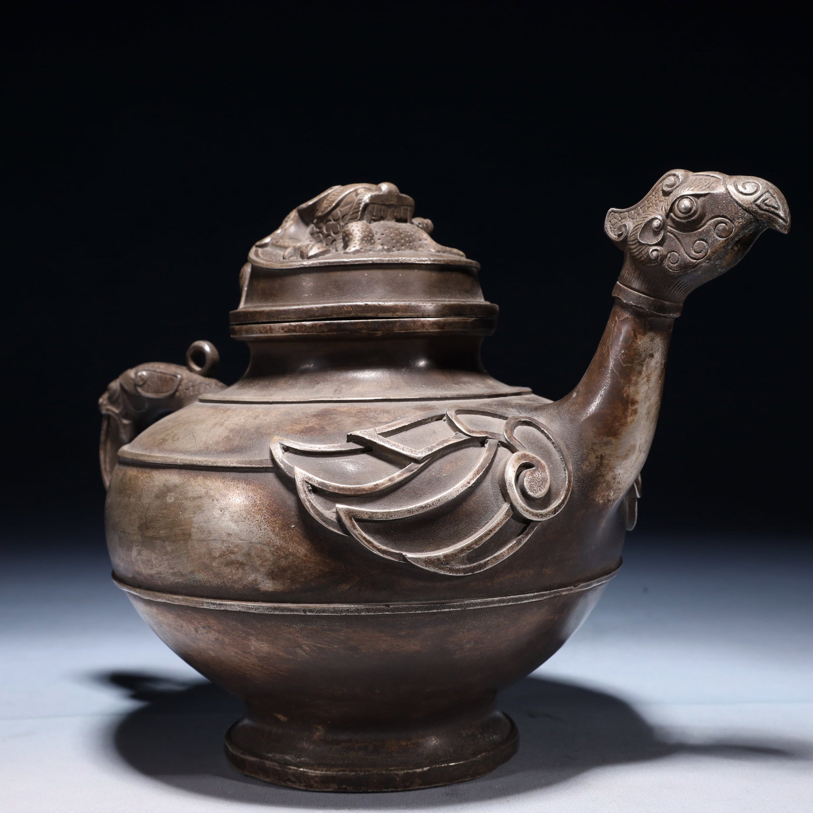 An Exquisite Silver-plated Bronze Phoenix Teapot - 4