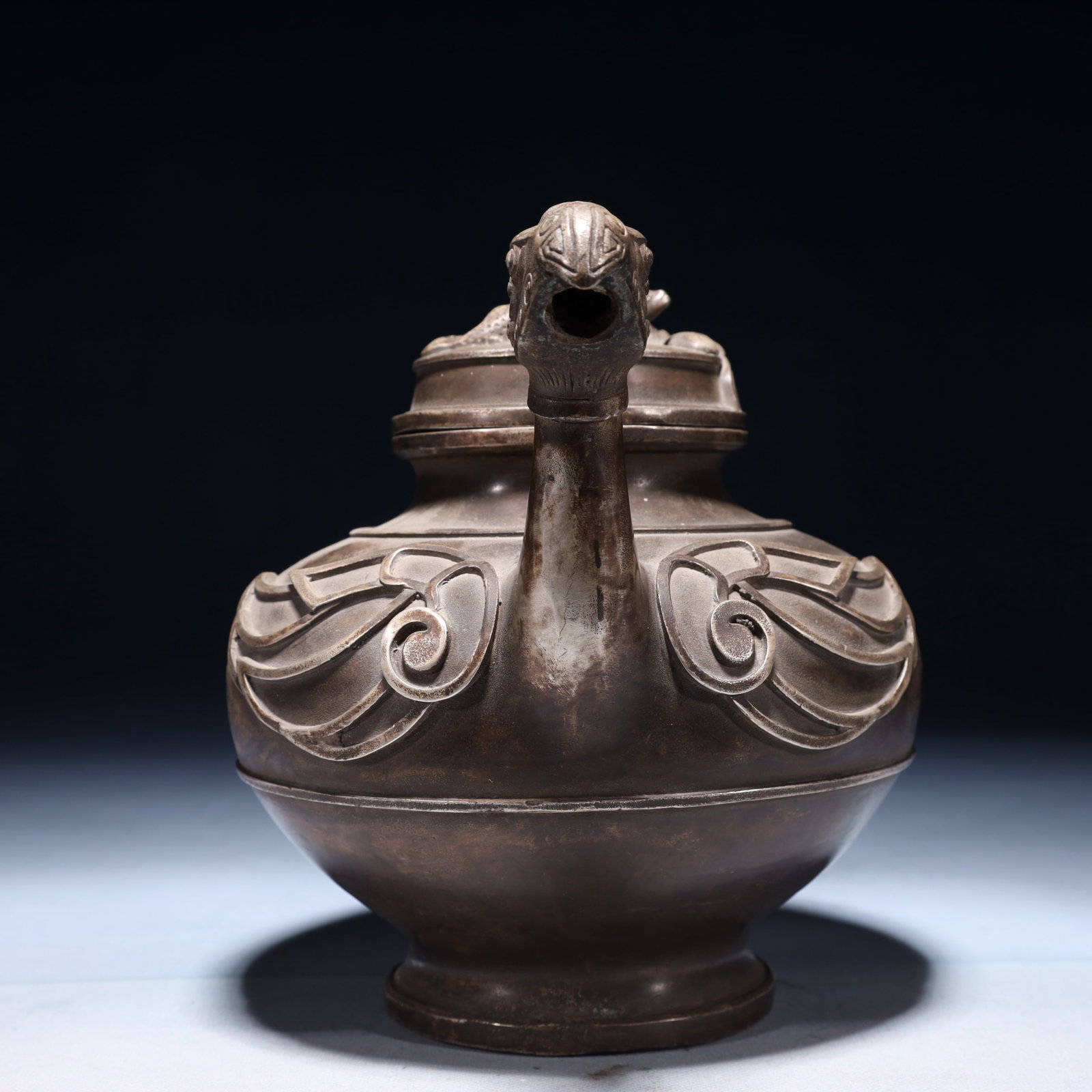 An Exquisite Silver-plated Bronze Phoenix Teapot - 5