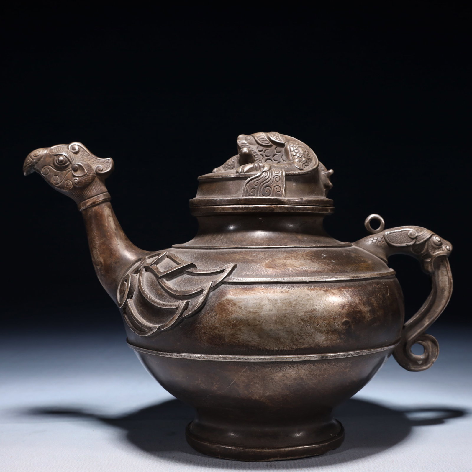 An Exquisite Silver-plated Bronze Phoenix Teapot - 7