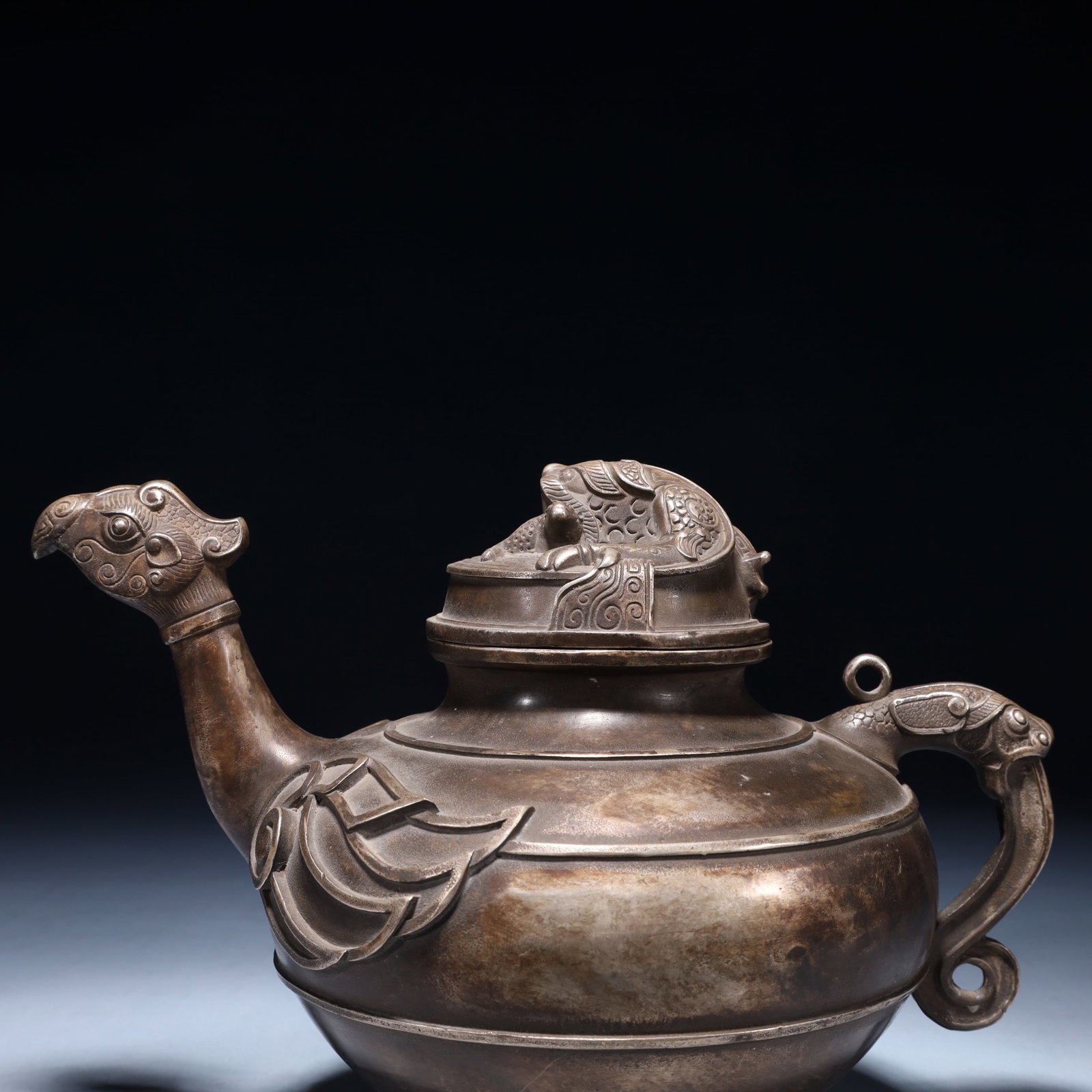 An Exquisite Silver-plated Bronze Phoenix Teapot - 8