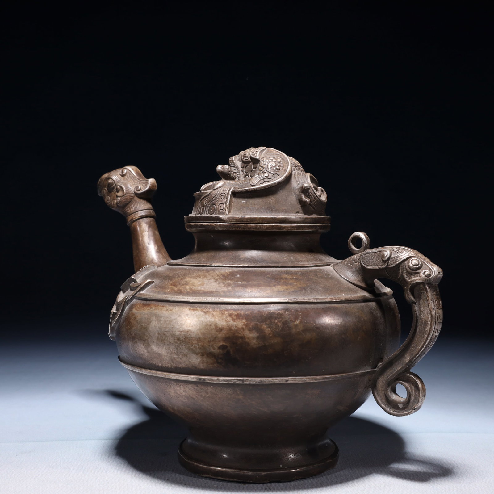 An Exquisite Silver-plated Bronze Phoenix Teapot - 9