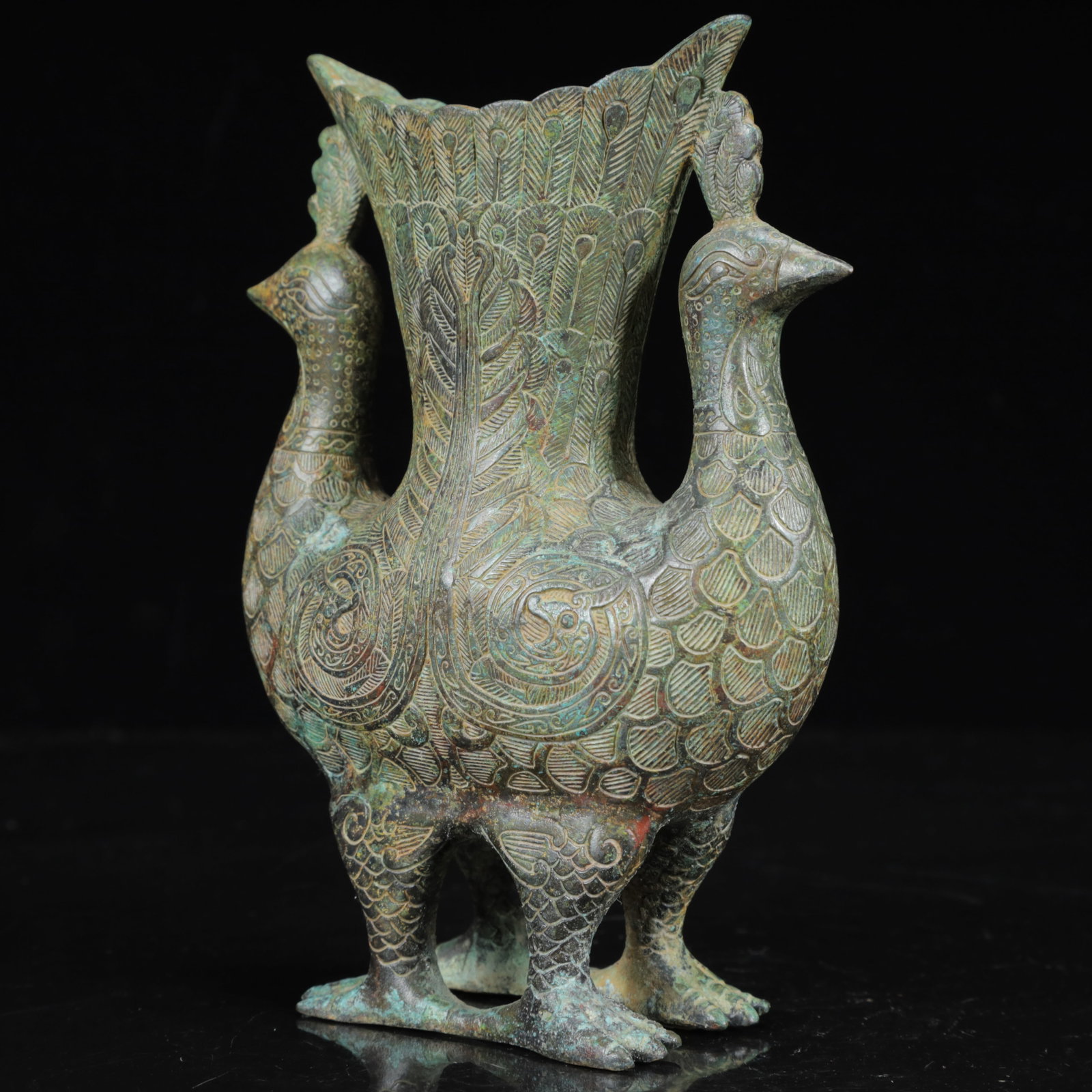 An Archaic Bronze Phoenix Pattern Phoenix Cup - 5