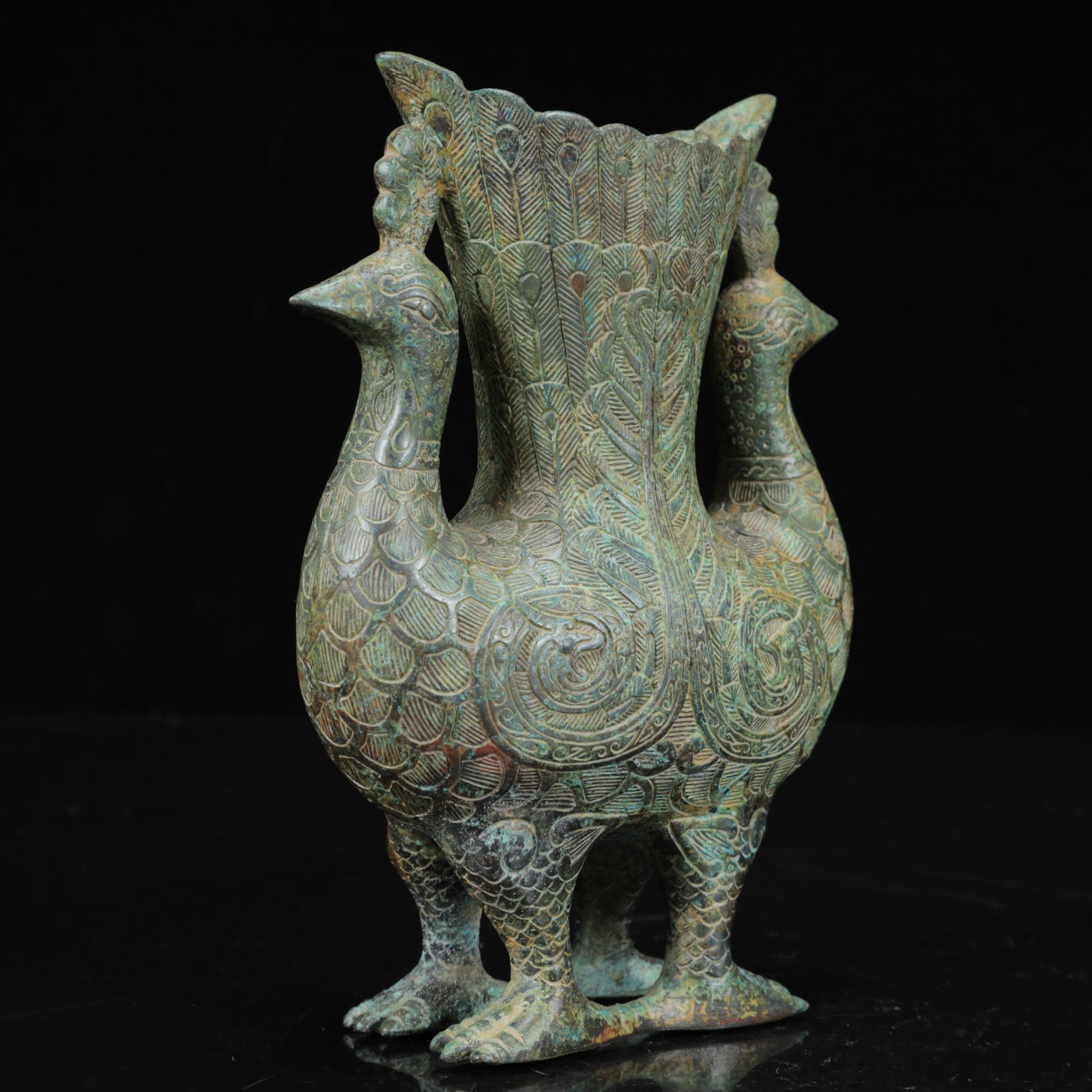 An Archaic Bronze Phoenix Pattern Phoenix Cup - 7