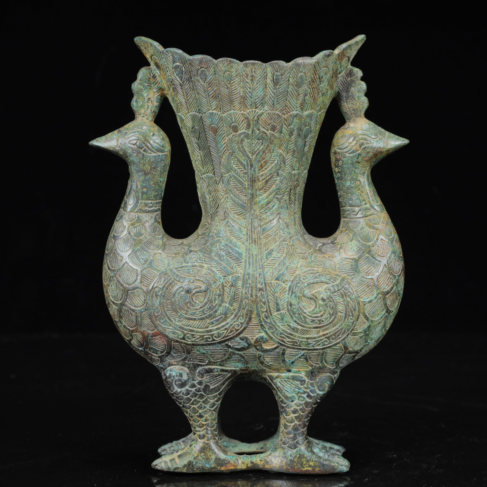 An Archaic Bronze Phoenix Pattern Phoenix Cup - 8