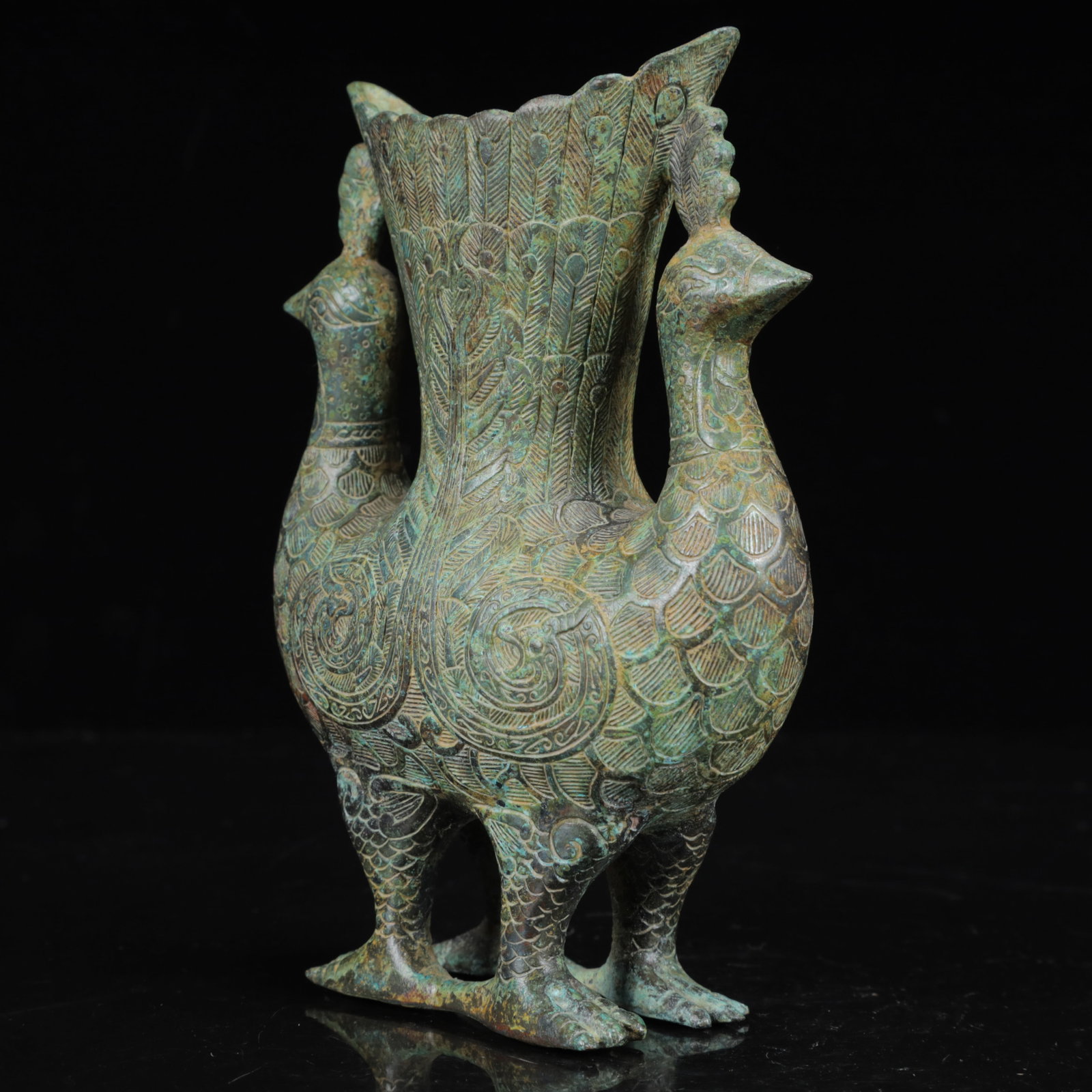 An Archaic Bronze Phoenix Pattern Phoenix Cup - 9