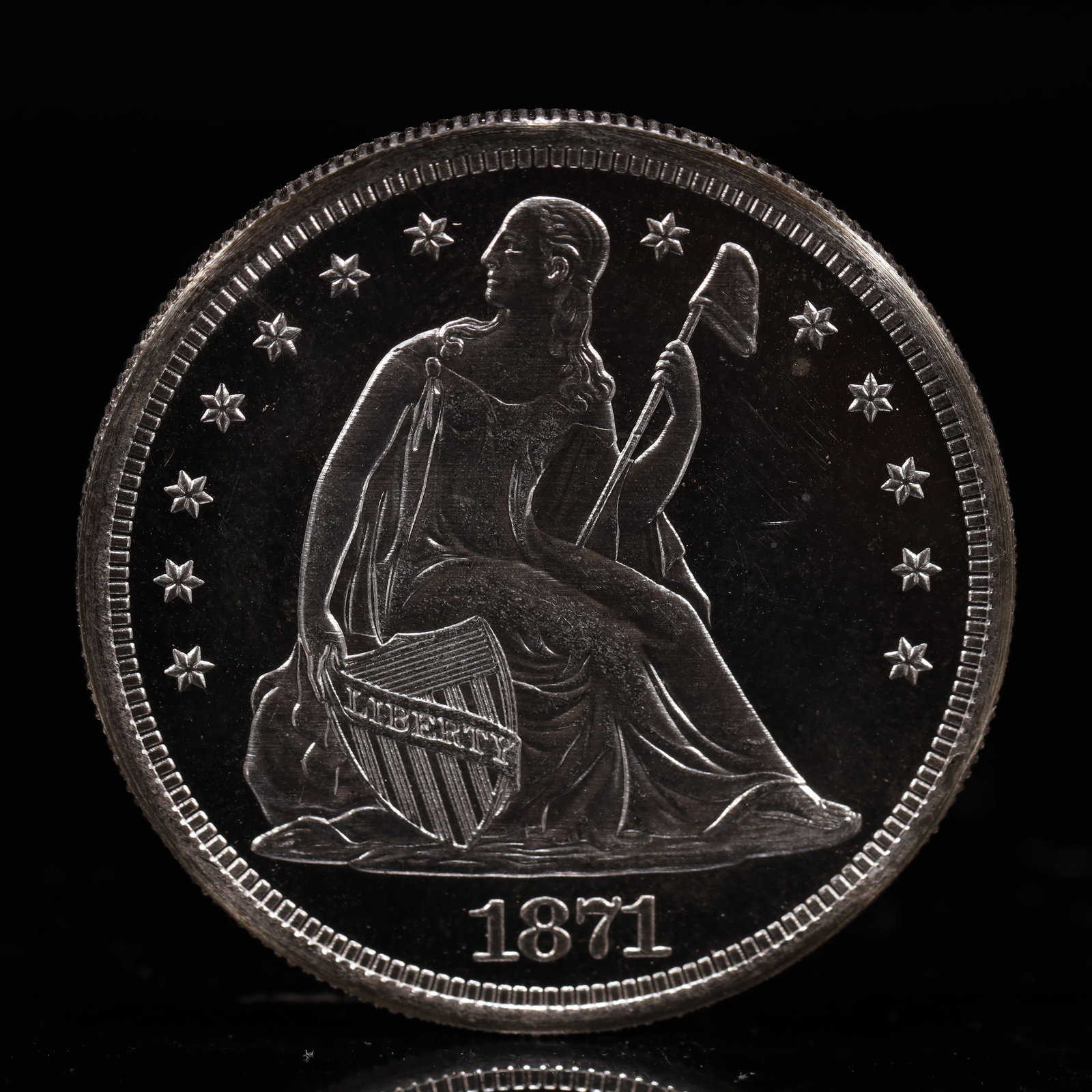 USA One Dollar 1871 Coin: American coin. IN GOD WE TRUST / LIBERTY / 1871 / UNITED STATES OF AMERICA / ONE DOL. Weight:26.9g.
