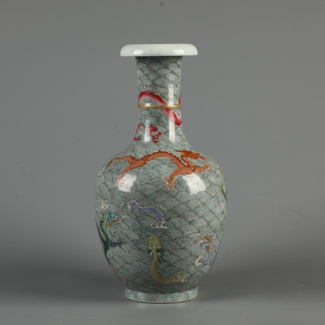 A Exquisite Iron-Red Dragon Pattern Vase - 6