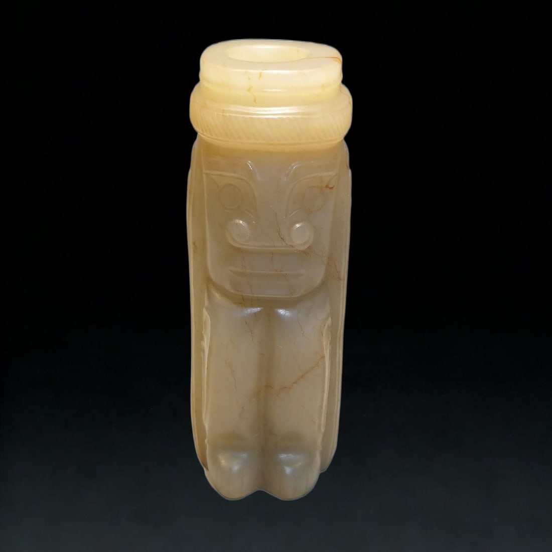 A Exquisite Hotan Jade Human Figure Ornament: A Exquisite Hotan Jade Human Figure Ornament,Ancient Time, China,Size:2.7inx1.2inx1in,Weight:105.8g 和田玉人形摆件,远古时期