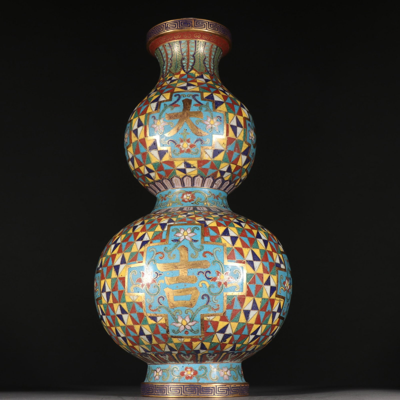 A Exquisite Gilt Bronze Cloisonne Gourd Vase (1 of 8)