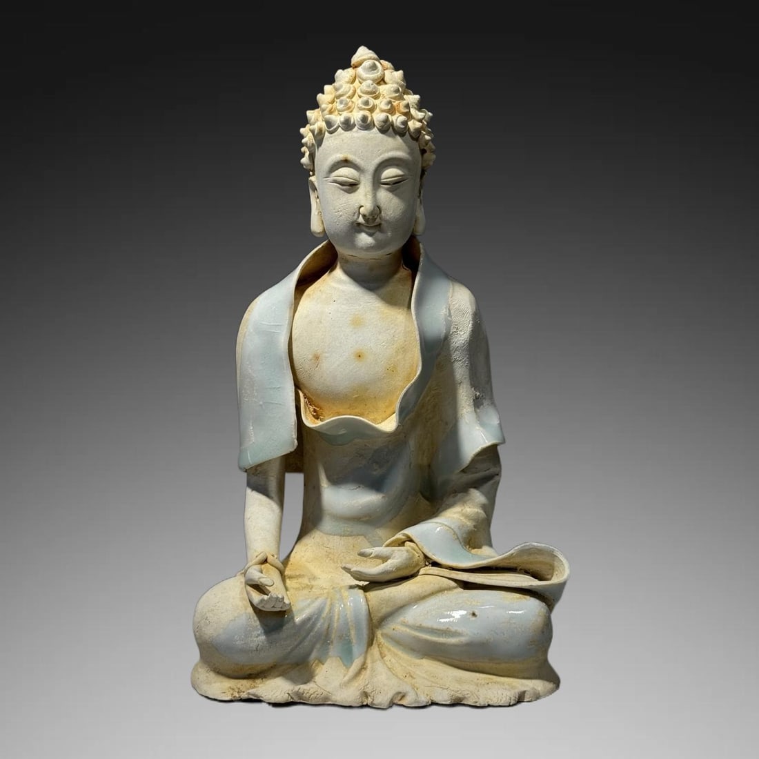 A Exquisite Hutian Kiln Shadow Blue Glazed Buddha statue Ornament (1 of 7)