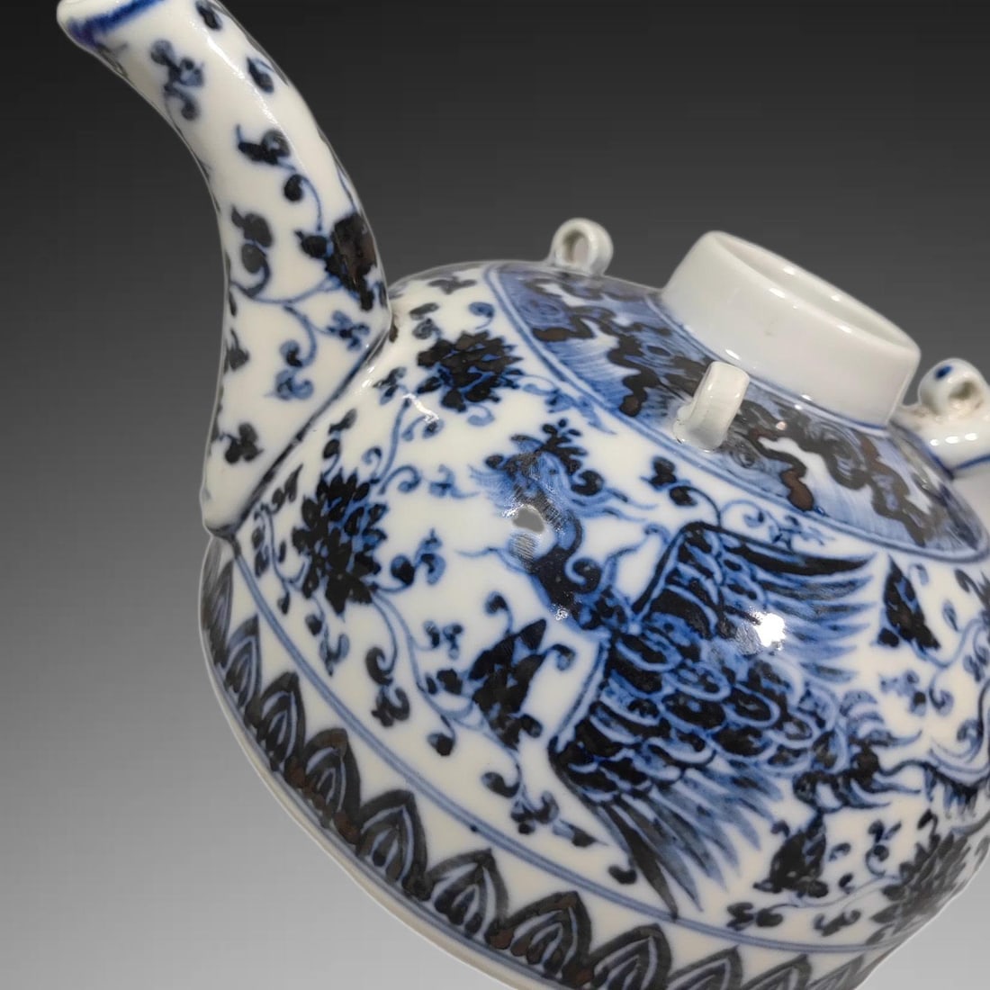A Exquisite Blue and White Phoenix Pattern Ewer - 7