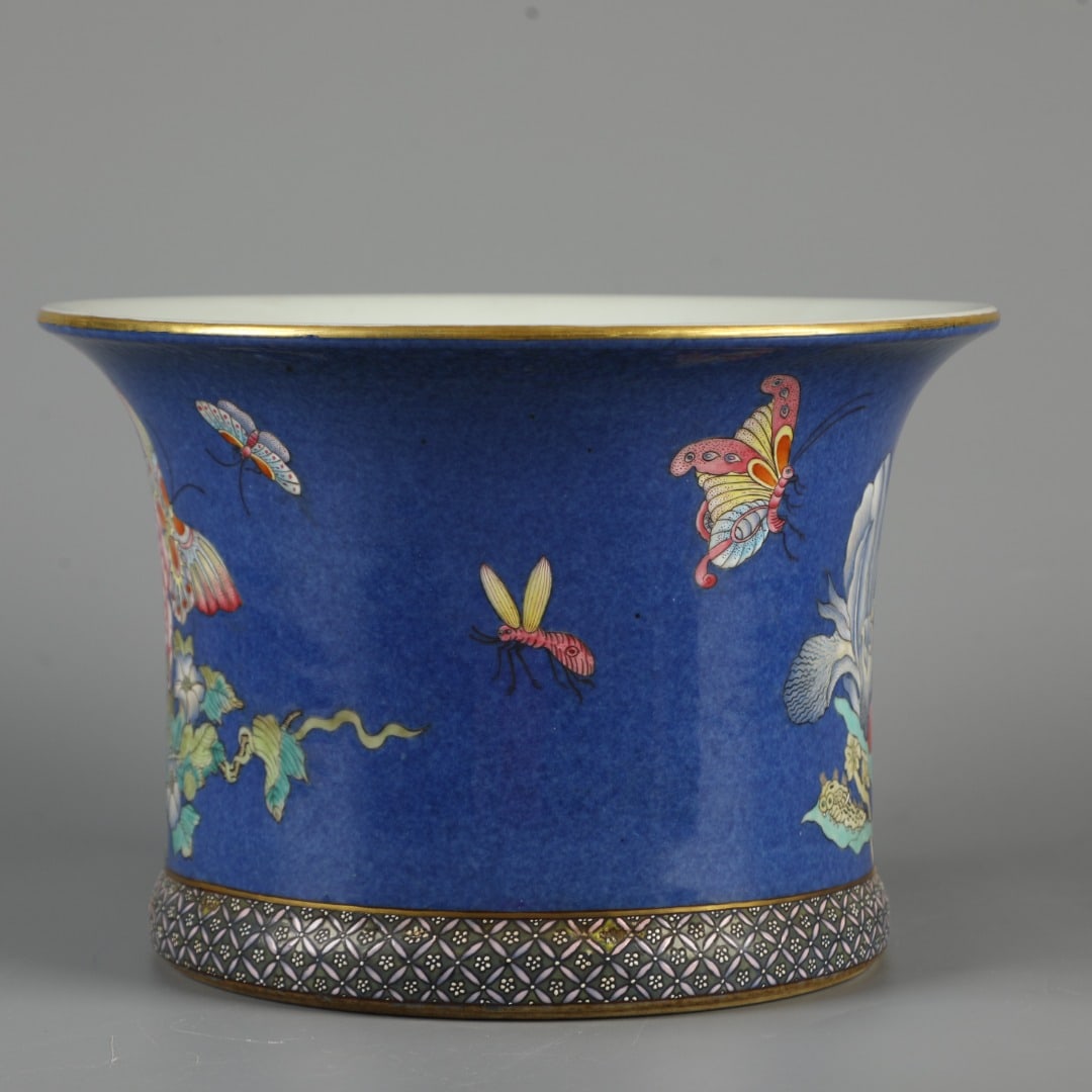 A Exquisite Blue Ground Flower Pattern Basin - 4