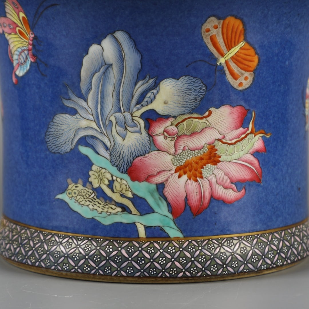 A Exquisite Blue Ground Flower Pattern Basin - 5