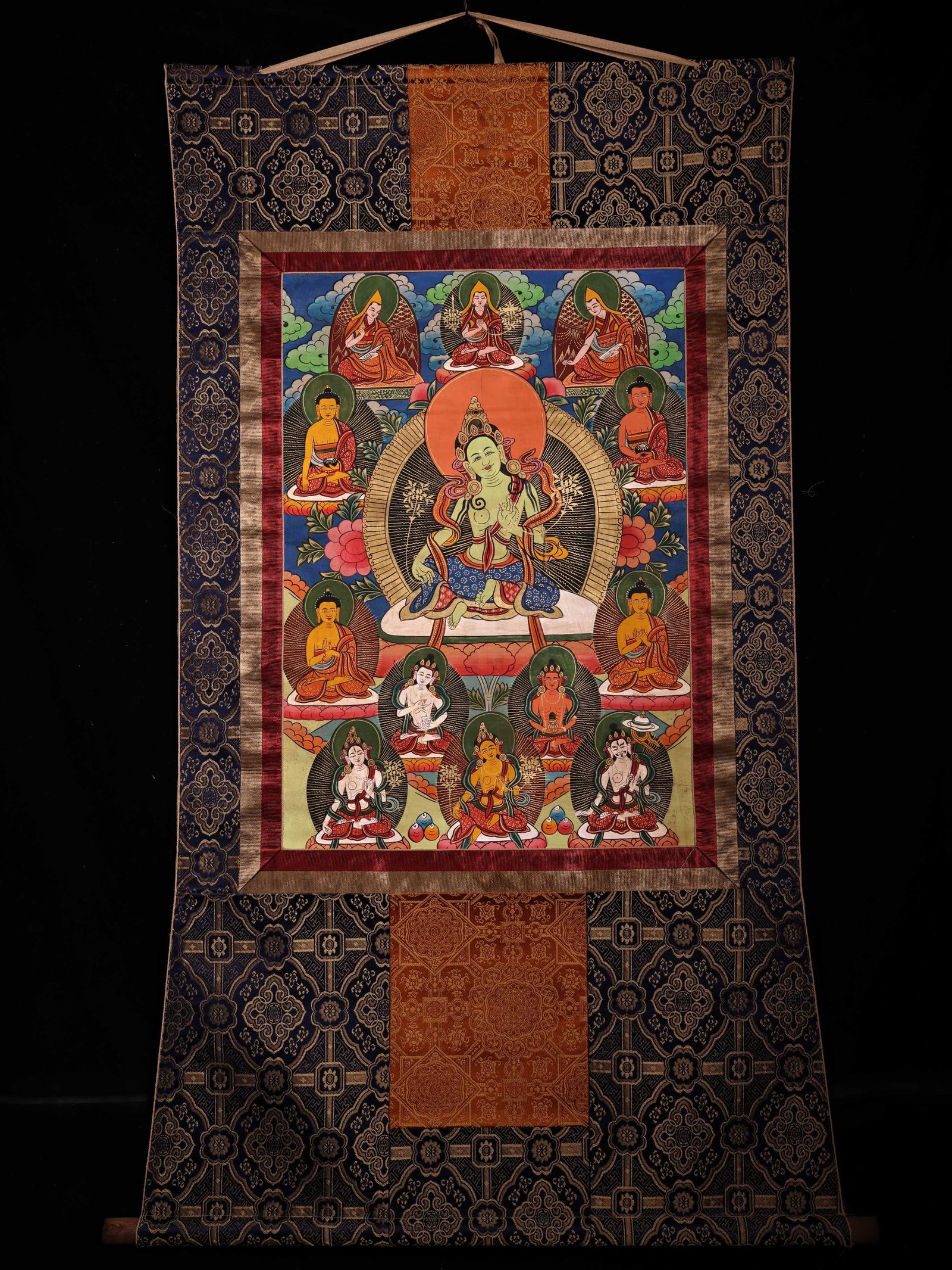 A Exquisite White Tara Thangka: A Exquisite White Tara Thangka,Ming Dynasty, China,Size:55.1inx29.5in(Whole),27.2inx19.3in(Core) 白度母唐卡,中国明代