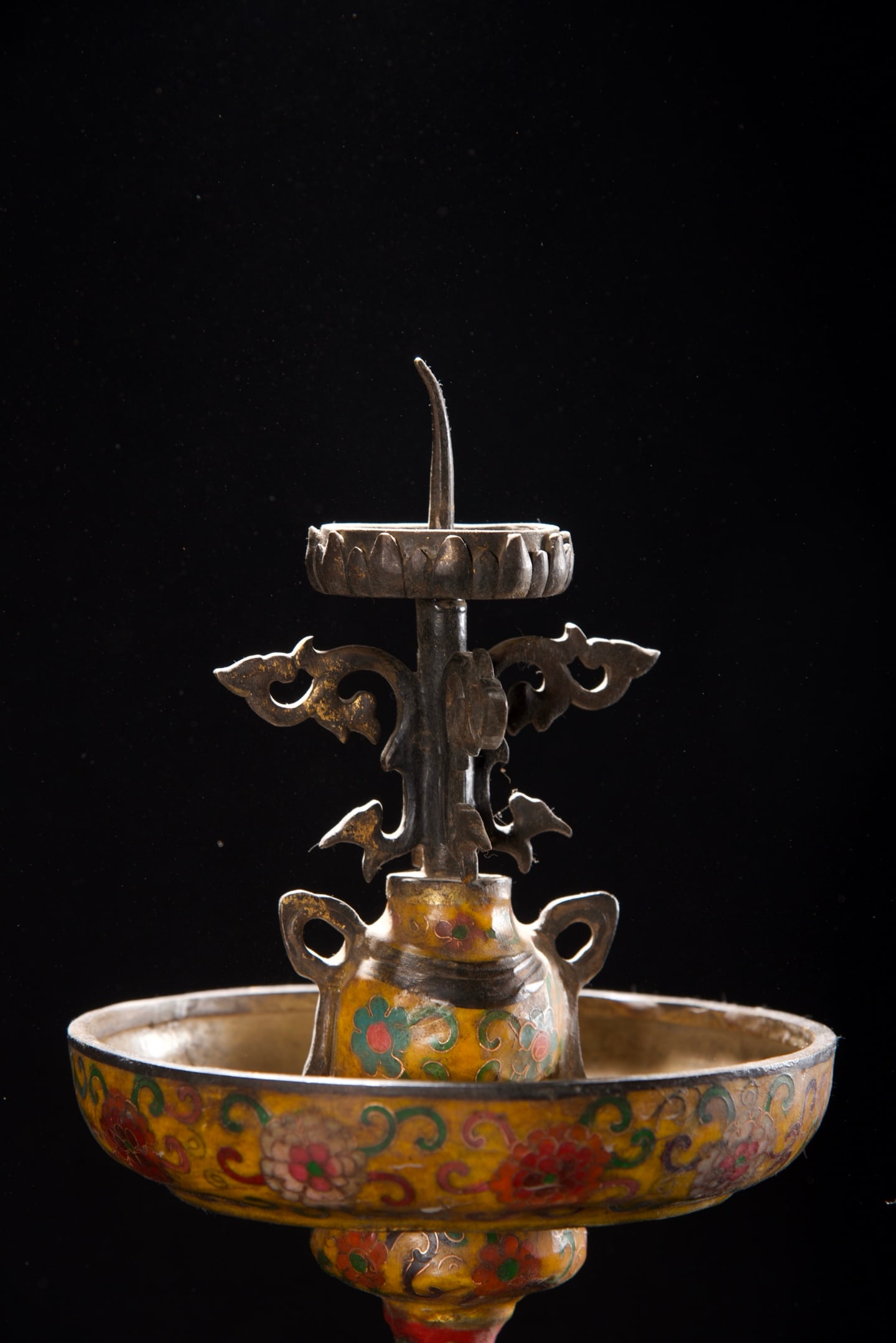 A Exquisite Cloisonne Lotus Pattern Candlestick - 2