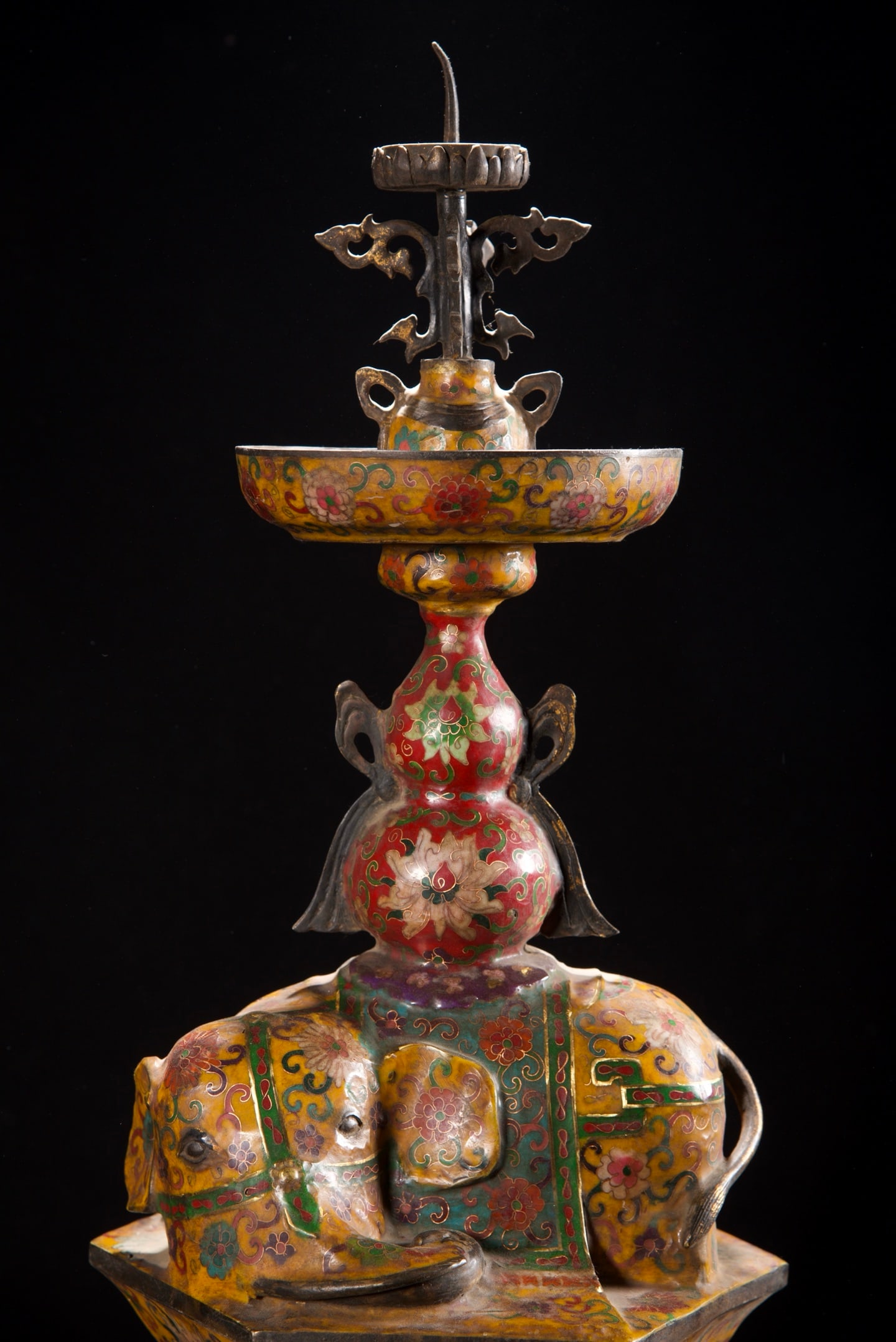 A Exquisite Cloisonne Lotus Pattern Candlestick - 5