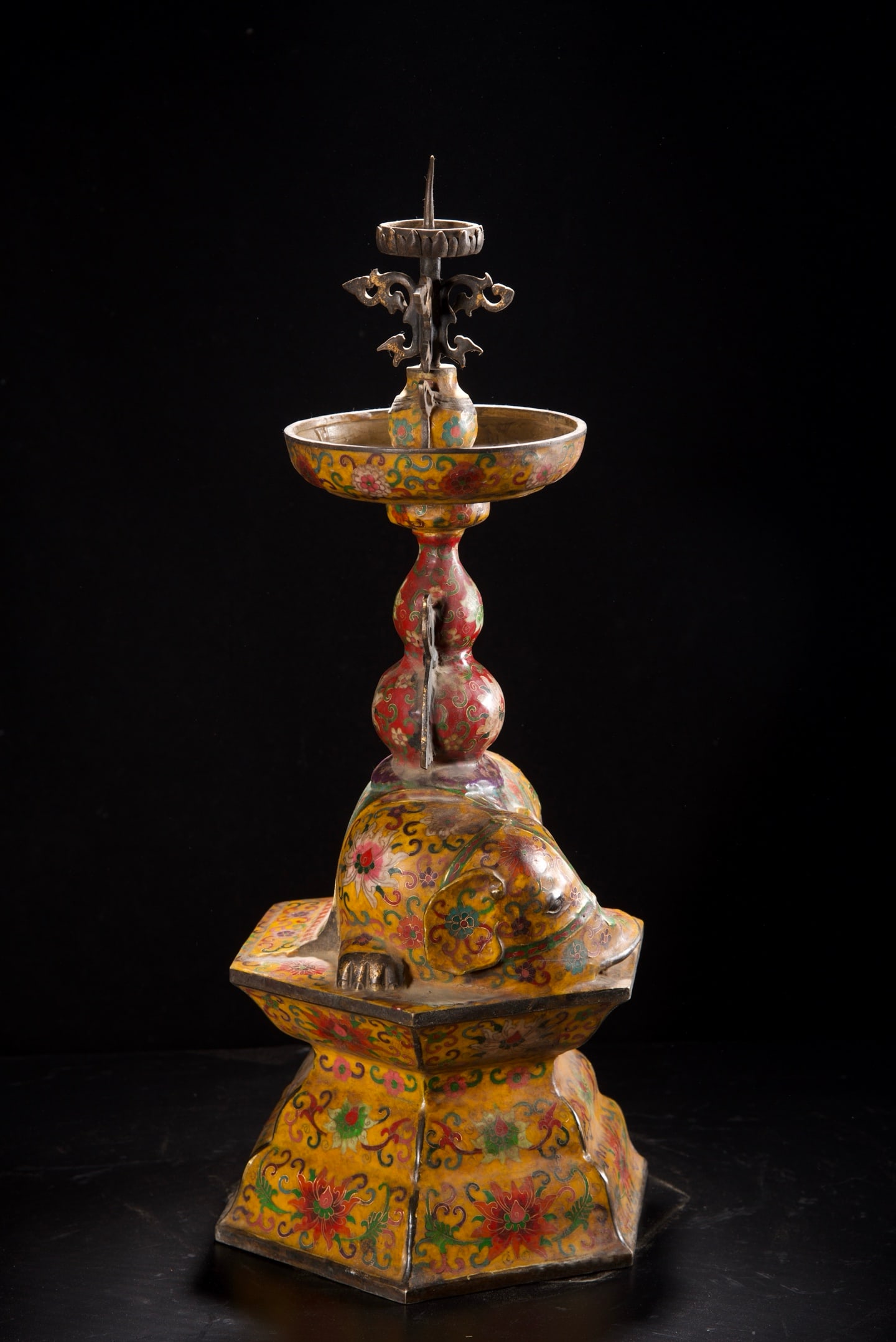 A Exquisite Cloisonne Lotus Pattern Candlestick - 6