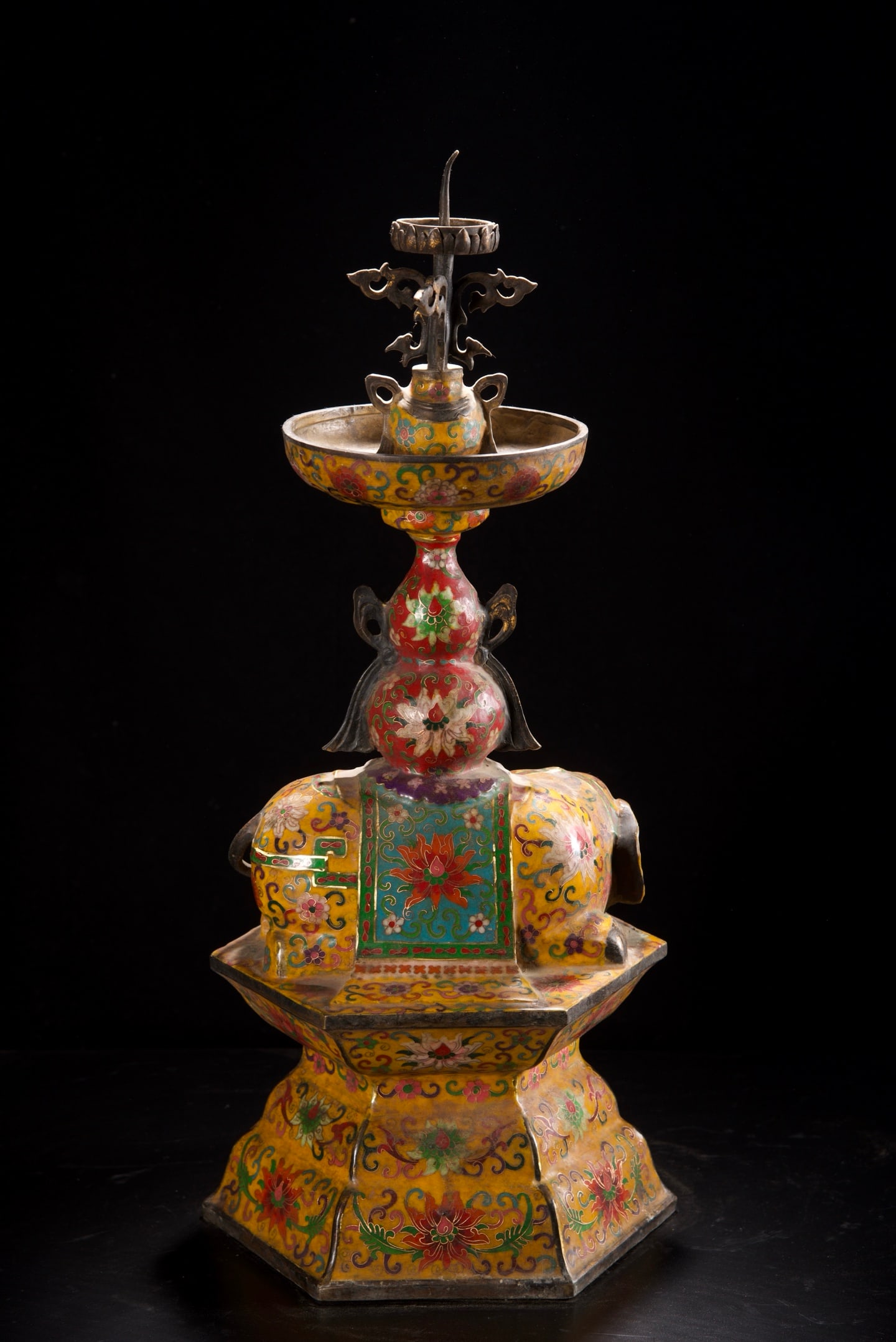 A Exquisite Cloisonne Lotus Pattern Candlestick - 7