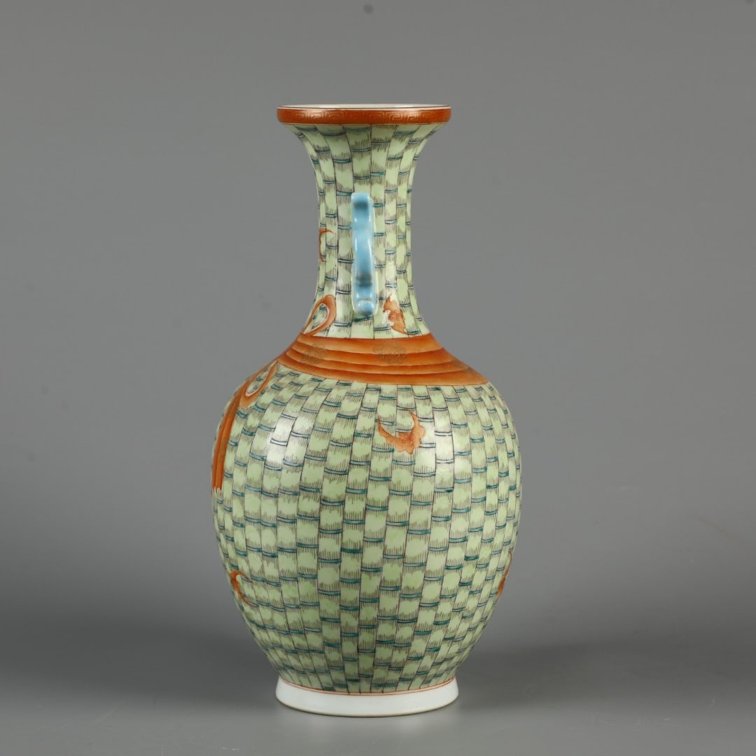 A Exquisite Famille-Rose Bamboo Pattern Vase - 5