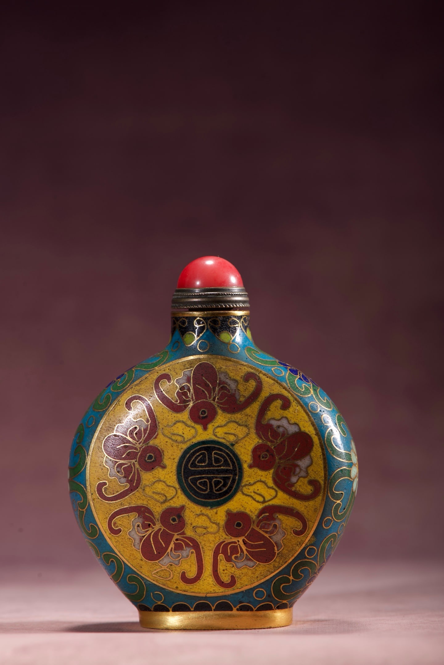 A Exquisite Cloisonne Bat Pattern Snuff Bottle - 5