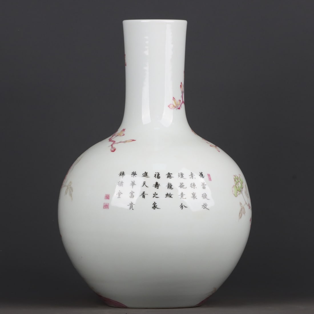 A Exquisite Ruby Red-Glazed Flower and Bird Pattern Vase - 3