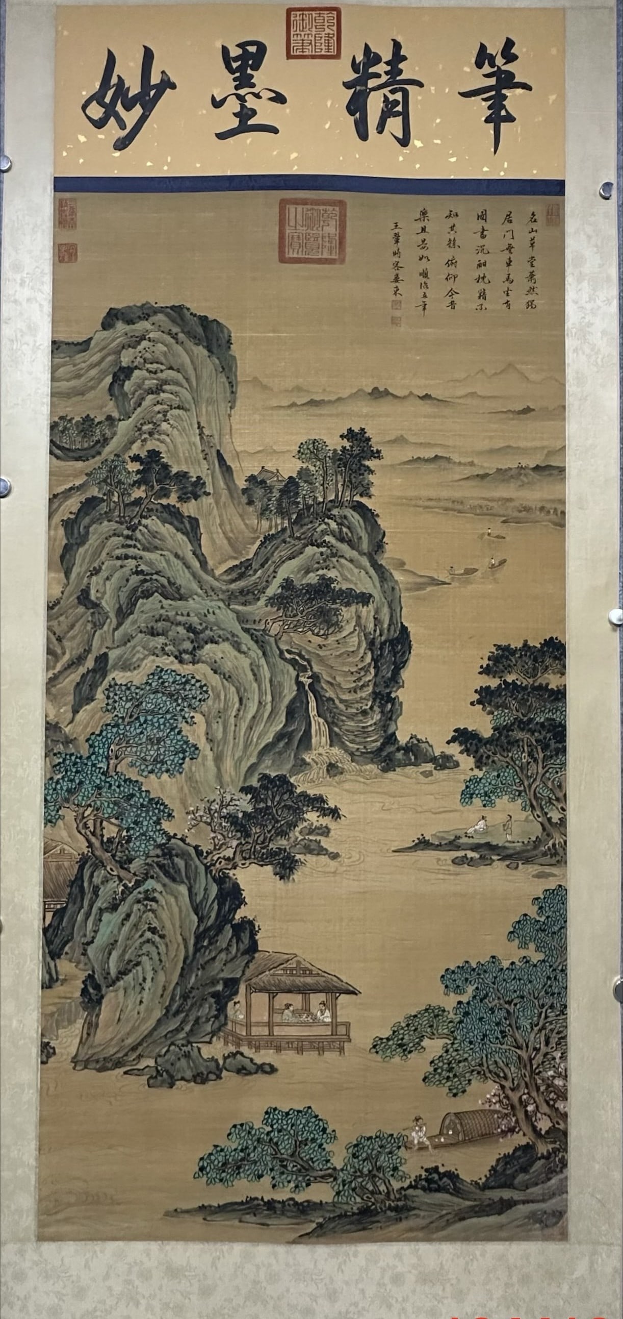 A Chinese Vertical Scroll Ink Painting of Landscape on Silk: A Chinese Vertical Scroll Ink Painting of Landscape on Silk,Qing Dynasty, China,Wang Hui,without frame size:61inx25.6in