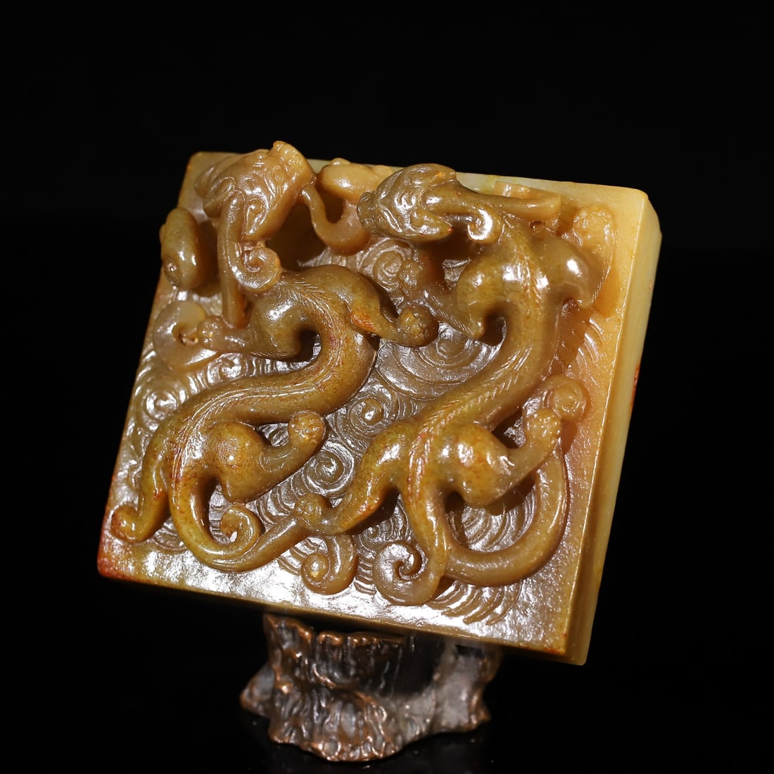 A Exquisite Hotan Jade Dragon Seal (1 of 9)