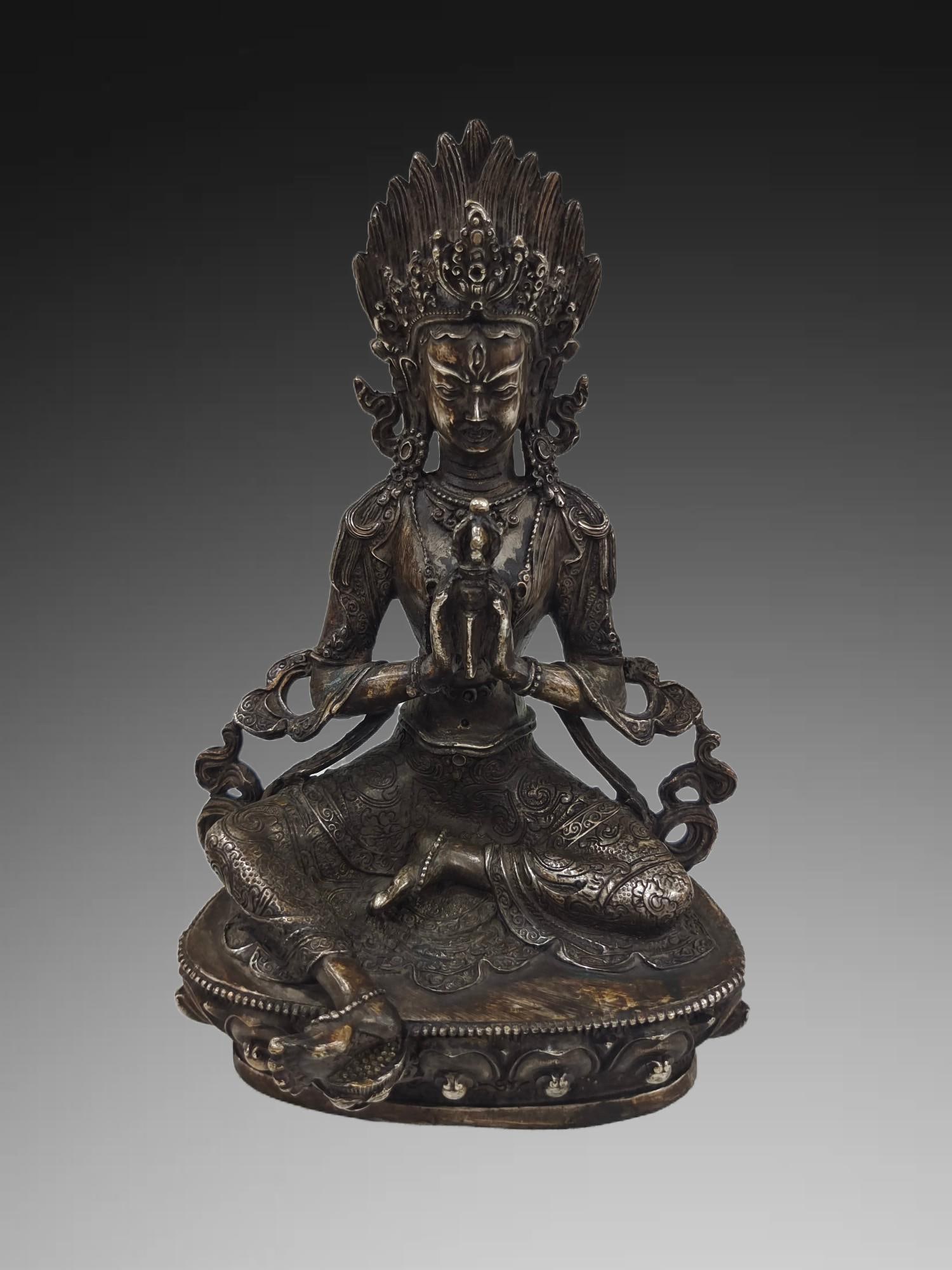 A Exquisite Silver Gilded Copper Figure Of Green Tara Ornament (1 of 6)