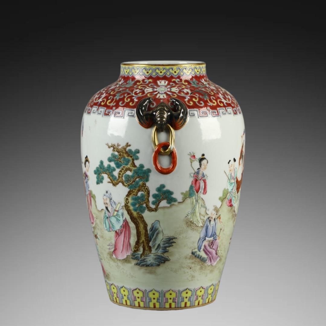 A Exquisite Famille-Rose Figures Pattern Bat-Ears Vase - 5