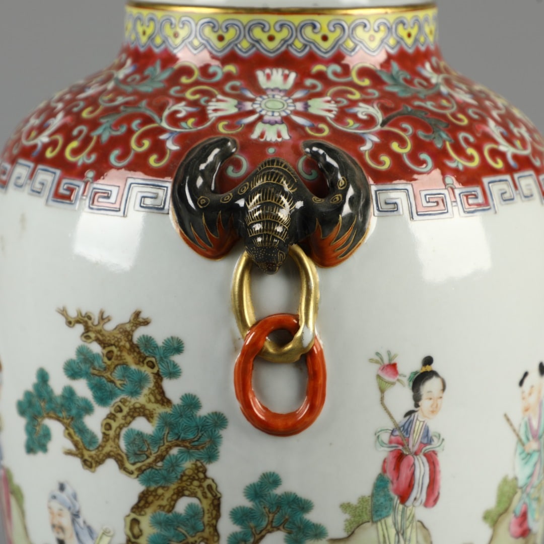 A Exquisite Famille-Rose Figures Pattern Bat-Ears Vase - 6