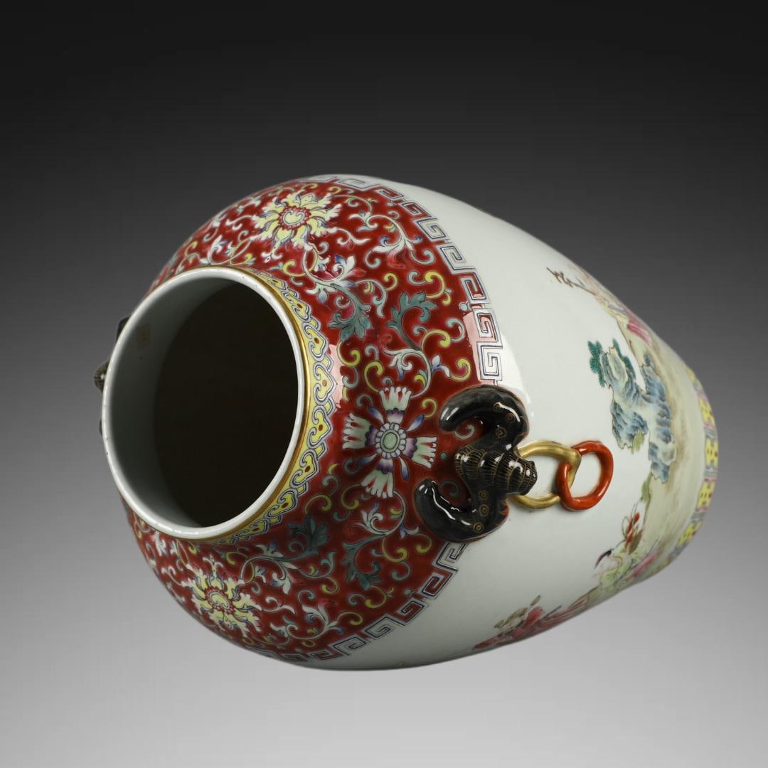A Exquisite Famille-Rose Figures Pattern Bat-Ears Vase - 9