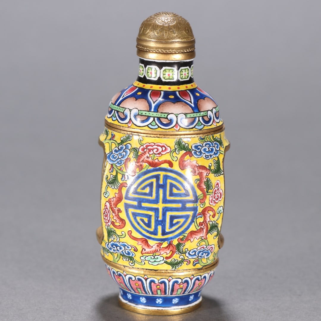A Exquisite Bronze Enamel Deer Pattern Snuff Bottle - 4