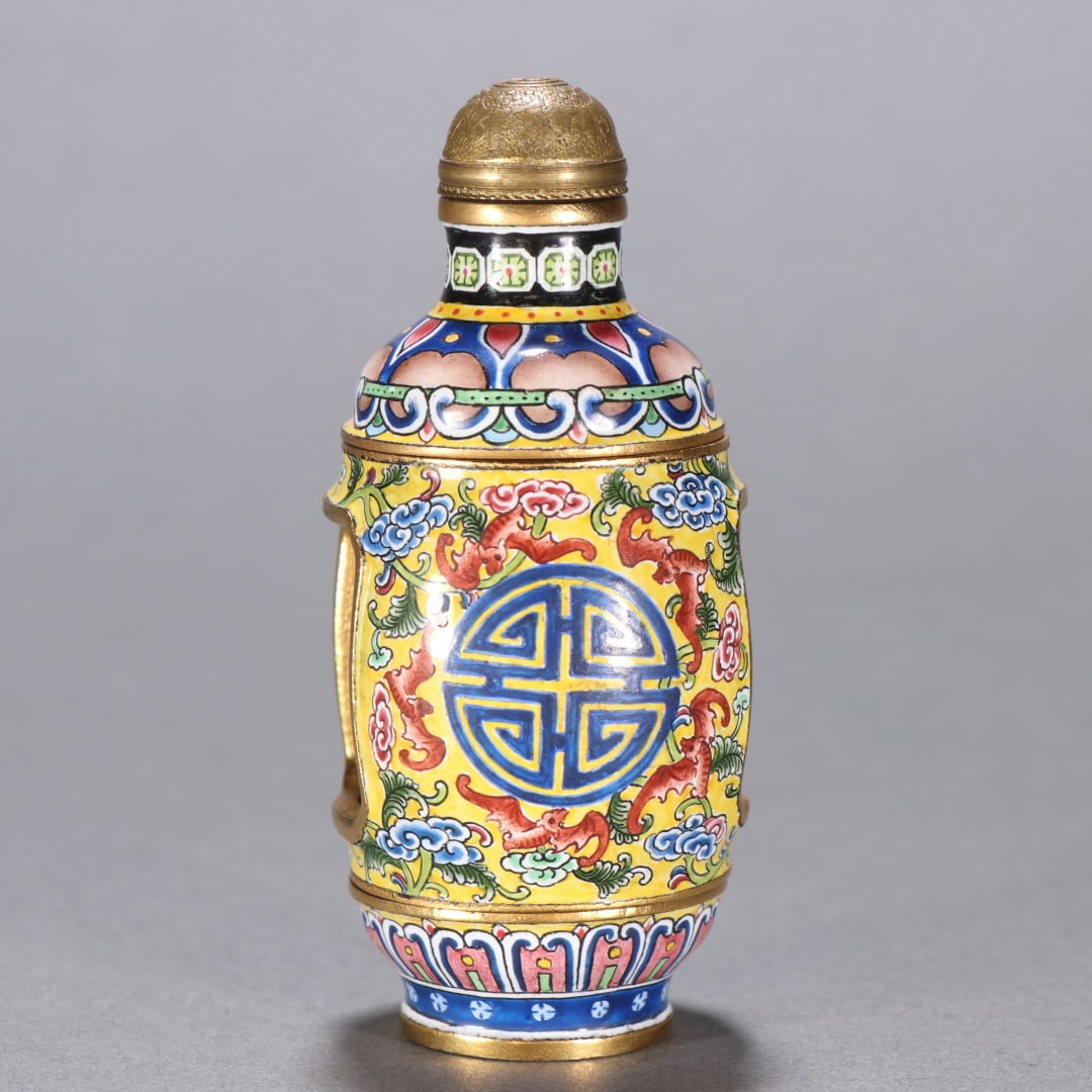 A Exquisite Bronze Enamel Deer Pattern Snuff Bottle - 7