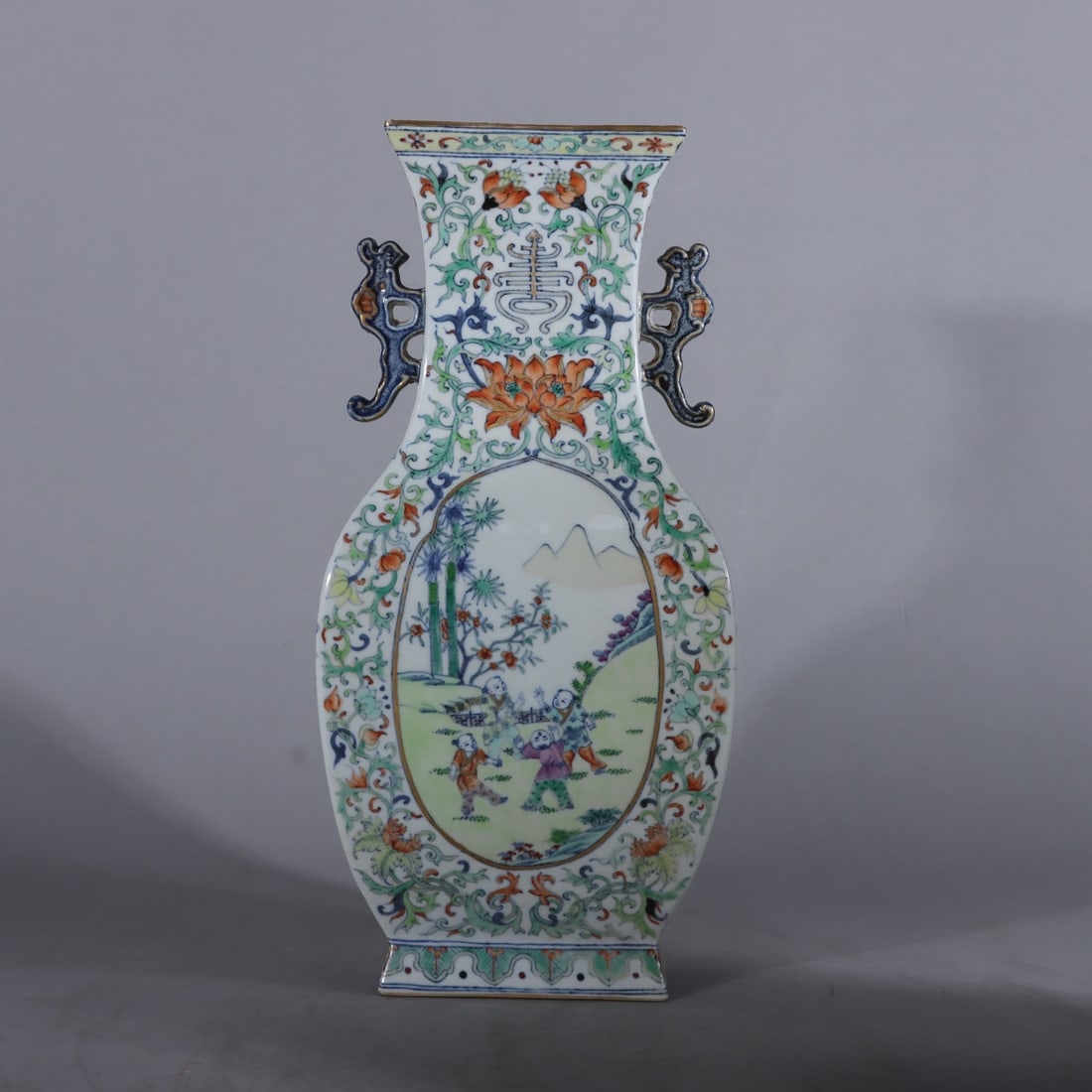 A Exquisite Blue and White Doucai Figures Pattern Double-Ears Vase (1 of 9)