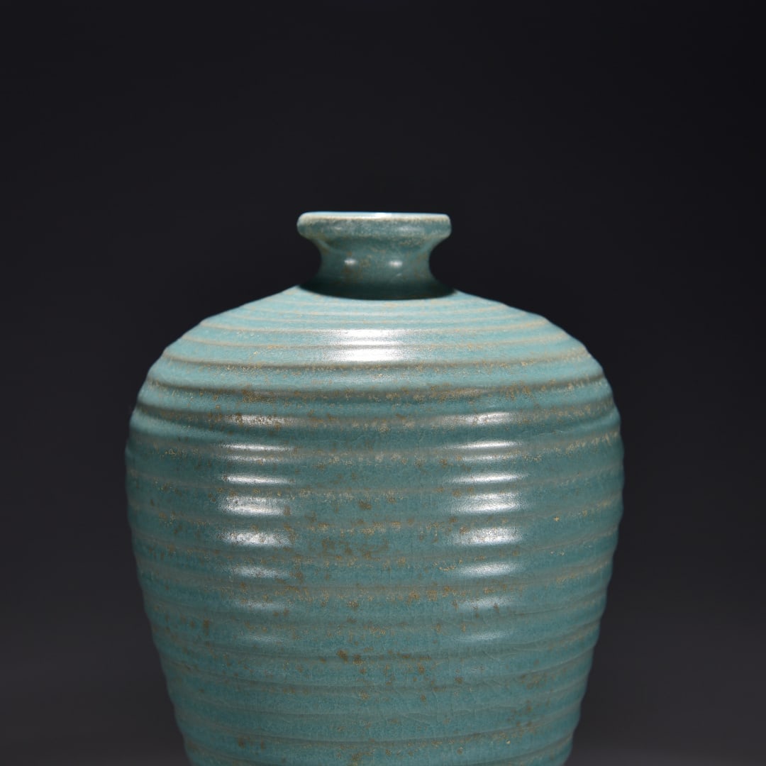 A Exquisite Ru Ware Sky Blue Glazed string pattern Vase - 5