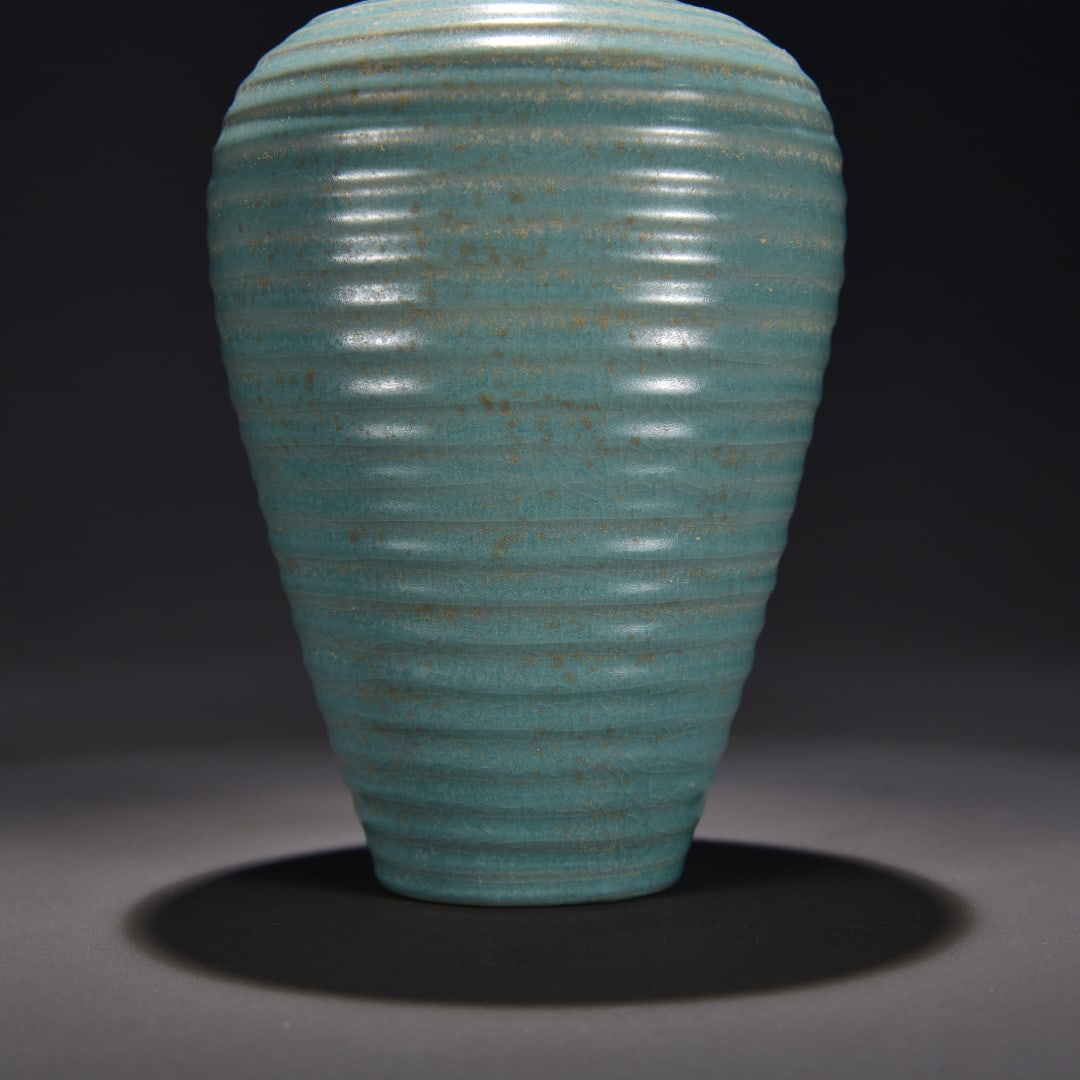 A Exquisite Ru Ware Sky Blue Glazed string pattern Vase - 6