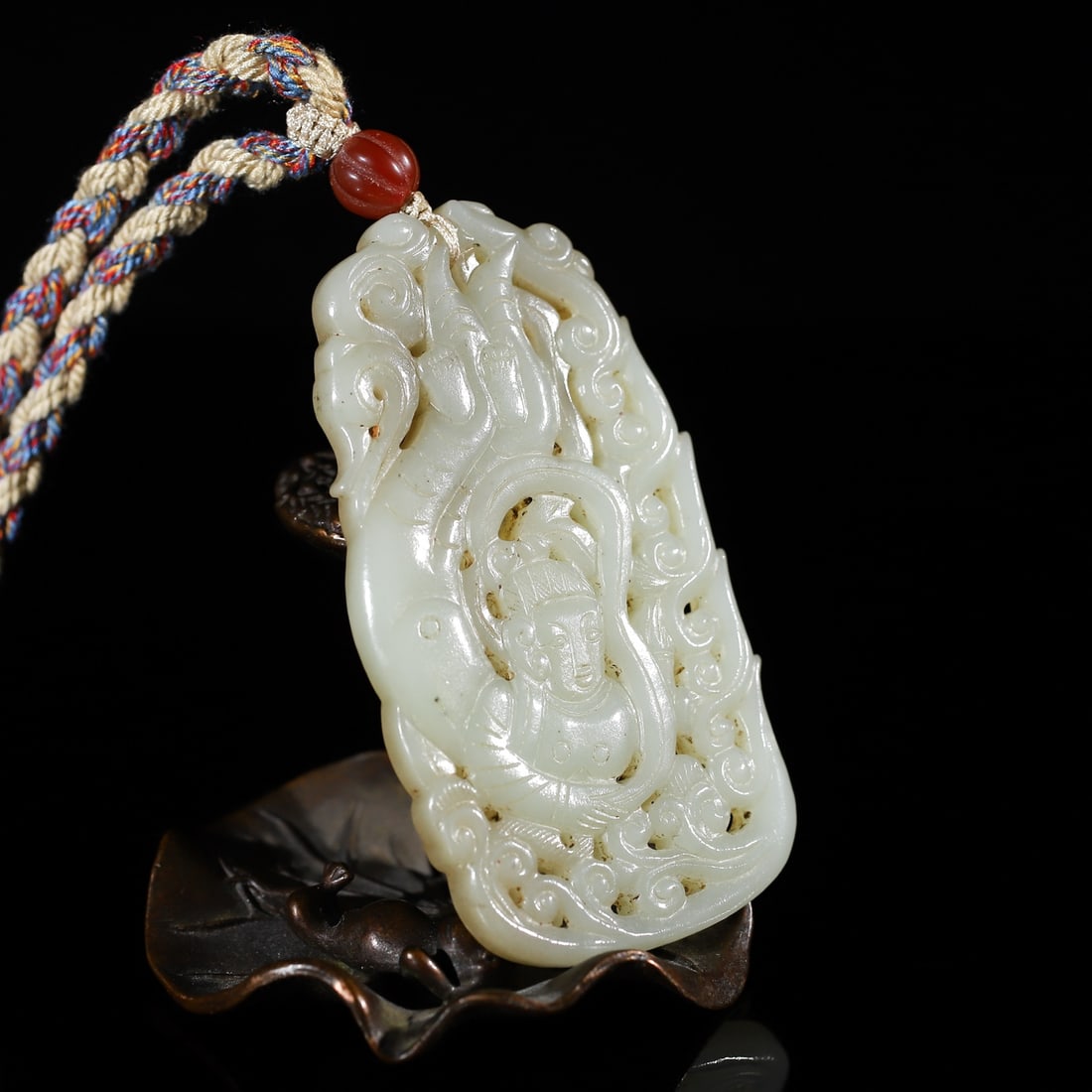 A Exquisite Hotan Jade Figures Brand: An Exquisite Hotan Jade Figures Brand,Qing Dynasty, China,Size:3.4inx1.9inx0.3in,Weight:60.6g 和田玉人物牌,中国清代