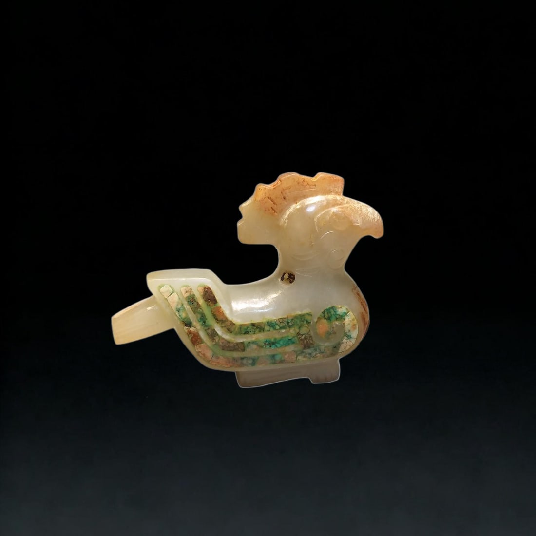 A Exquisite Turquoise Bird Ornament: An Exquisite Turquoise Bird Ornament,Ancient Time, China,Size:1.9inx0.8inx2.4inx1.9in,Weight:58.2g 绿松石鸟摆件,远古时期