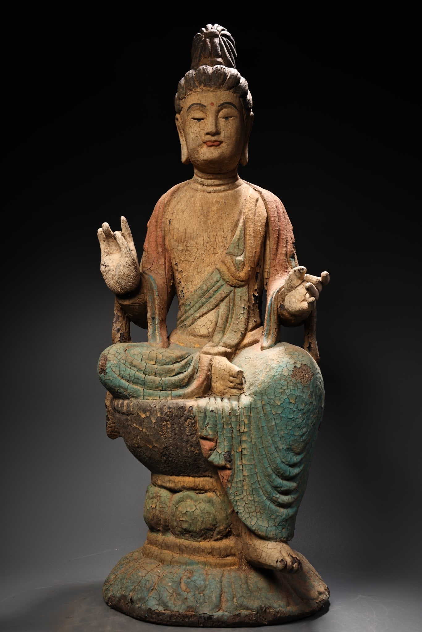 A Exquisite Wood Carved Painted Color Avalokitesvara Ornament (1 of 12)