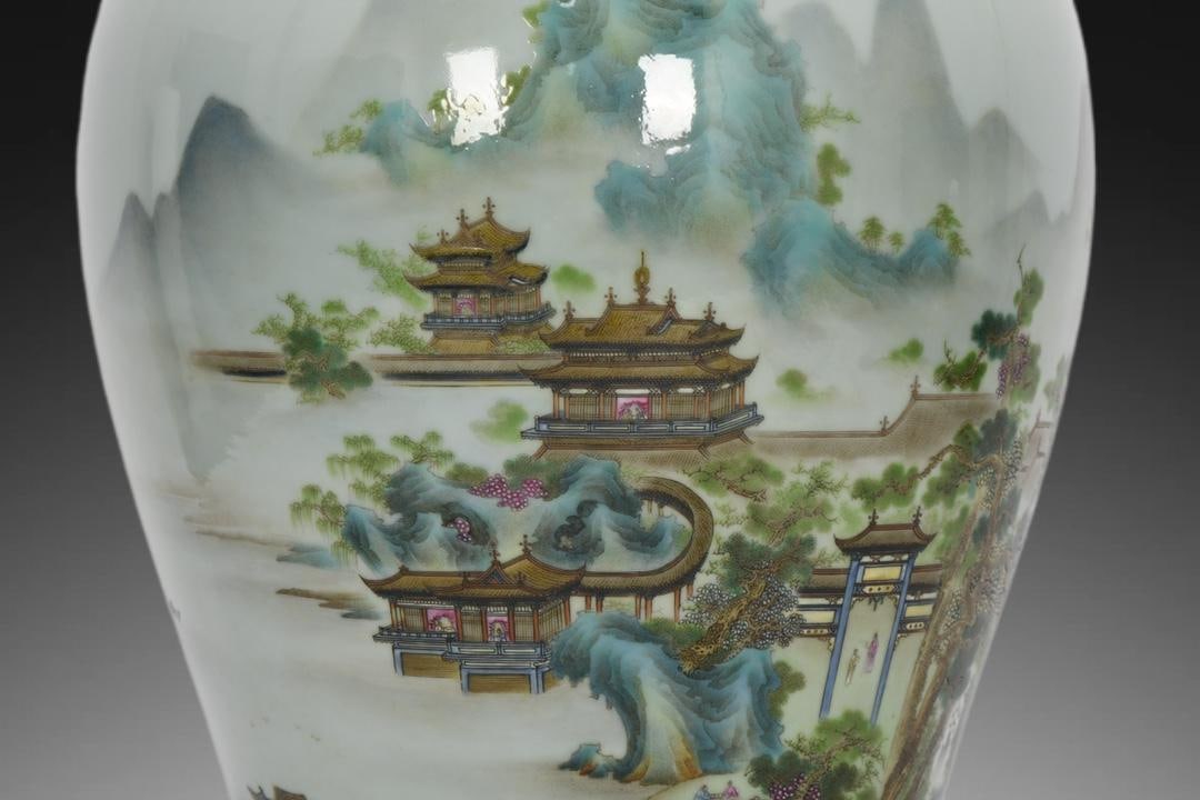 A Exquisite Enamel Landscape Pattern Vase - 2