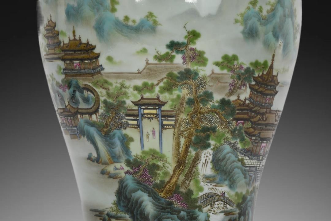 A Exquisite Enamel Landscape Pattern Vase - 3