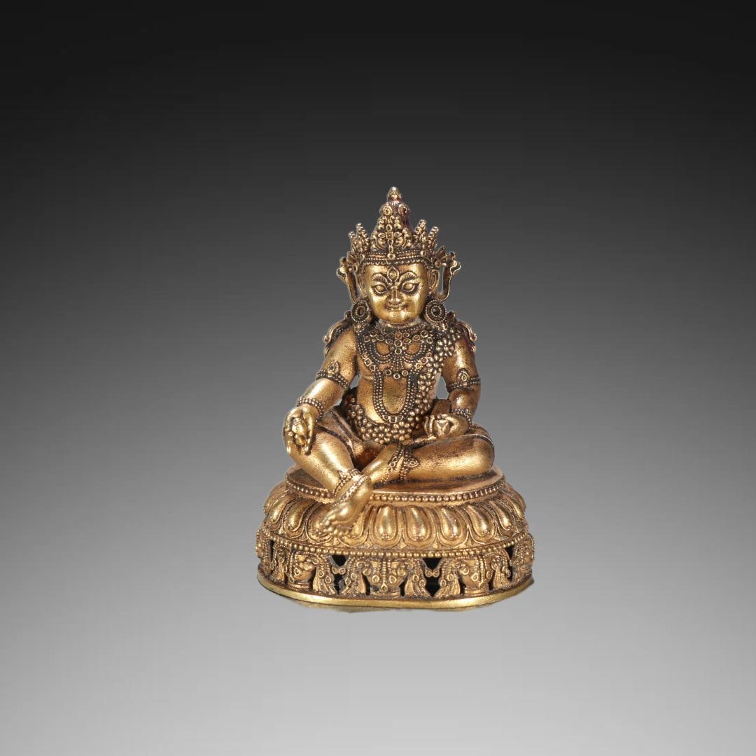 A Exquisite Gilt Bronze God of Wealth Ornament: A Exquisite Gilt Bronze God of Wealth Ornament,Qing Dynasty, China,Size:1.5inx1.1in,Weight:21.3g 铜鎏金财神摆件,中国清代