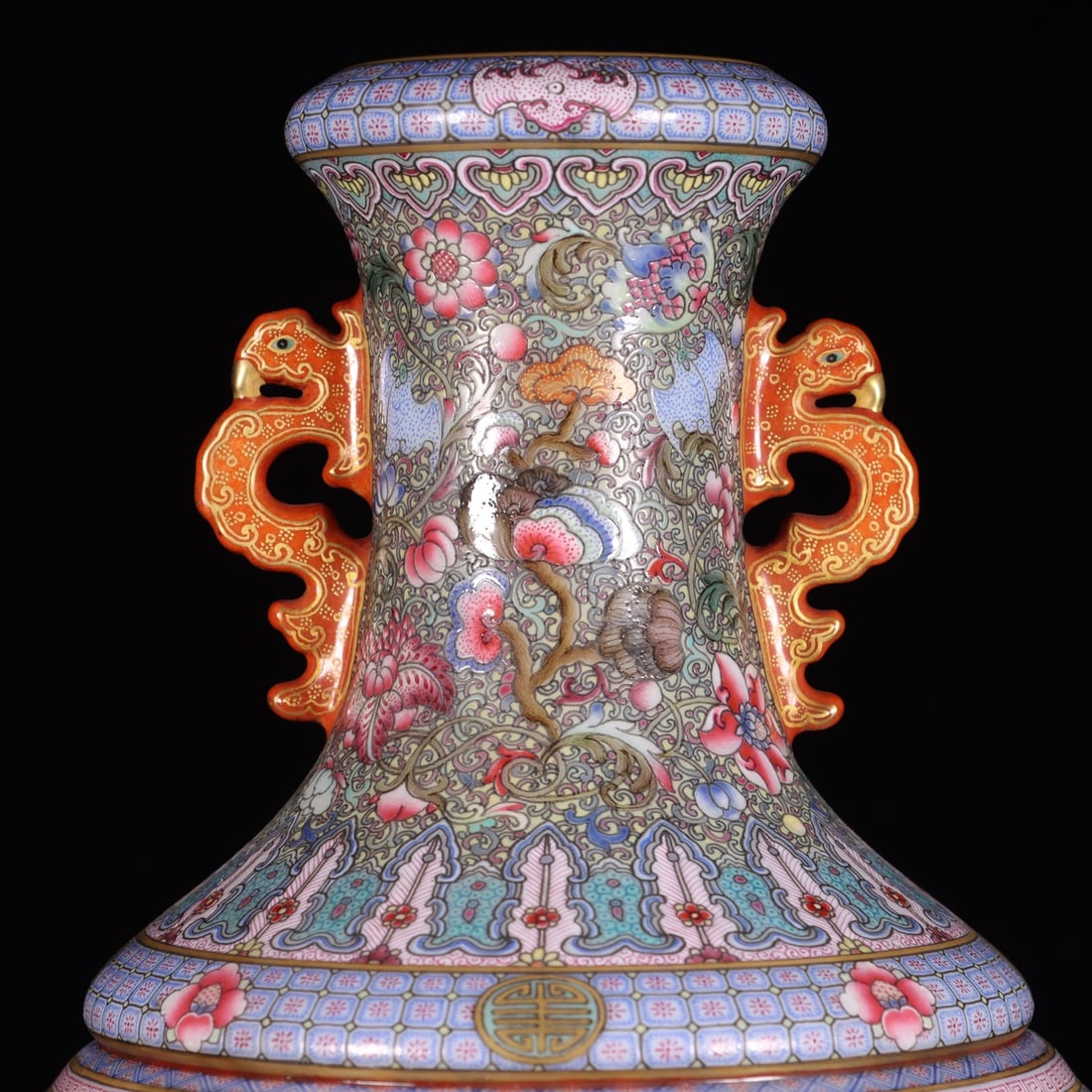 A Exquisite Enamel Dragon Pattern Double-Ears Vase - 2