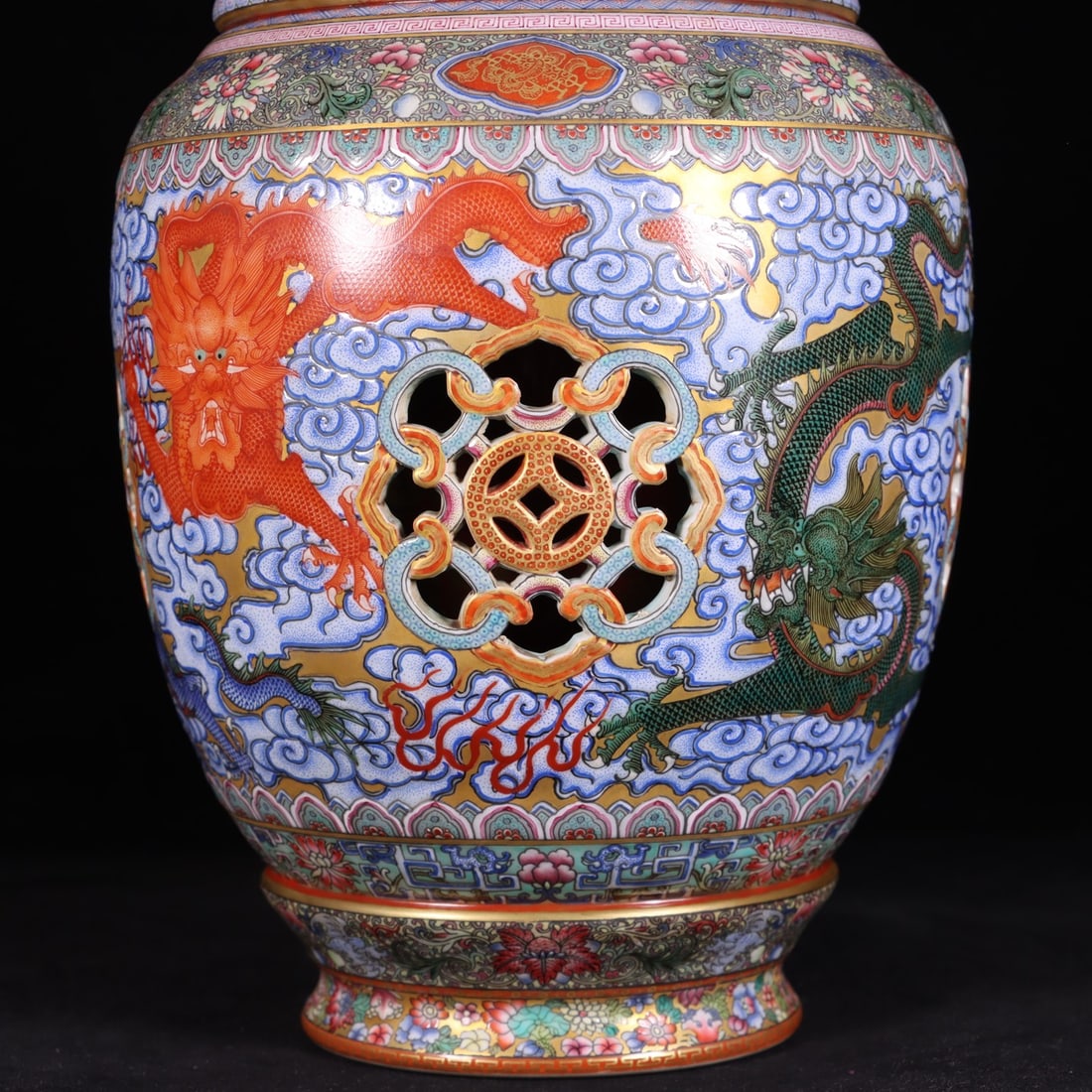 A Exquisite Enamel Dragon Pattern Double-Ears Vase - 3
