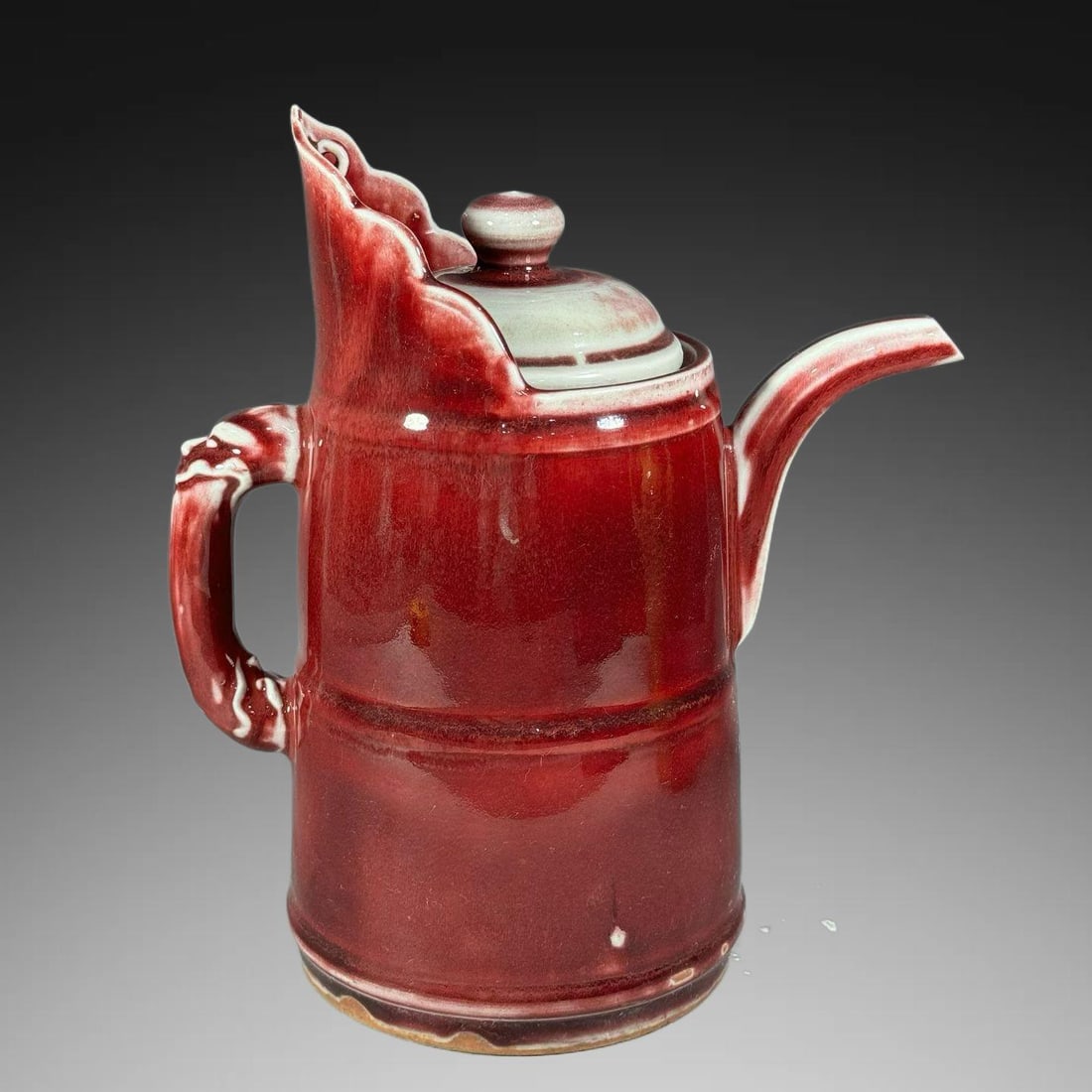 A Exquisite Red Glazed Teapot: A Exquisite Red Glazed Teapot,Yuan Dynasty, China,Size:9.1inx7.5in 红釉壶,中国元代