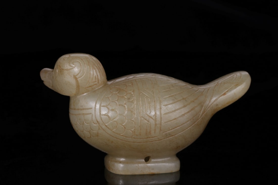 A Exquisite Hotan Jade Duck Scepter Head - 4
