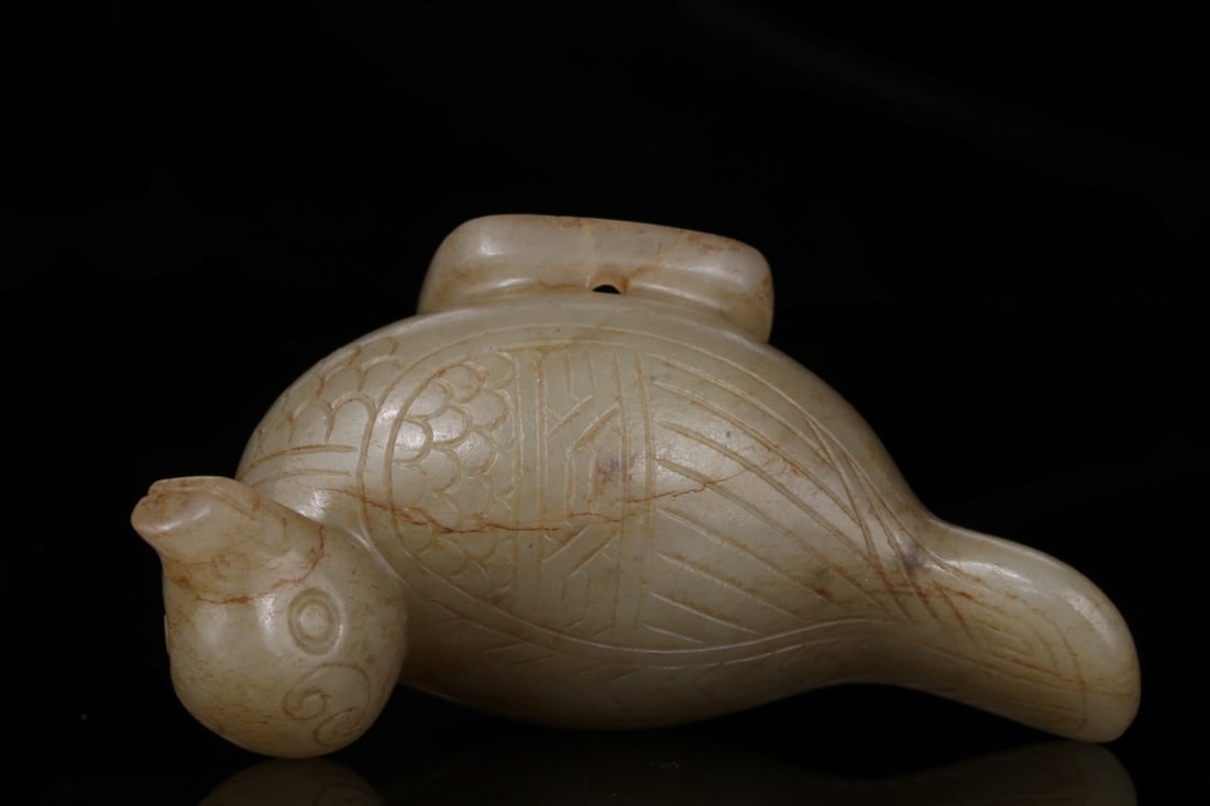 A Exquisite Hotan Jade Duck Scepter Head - 7