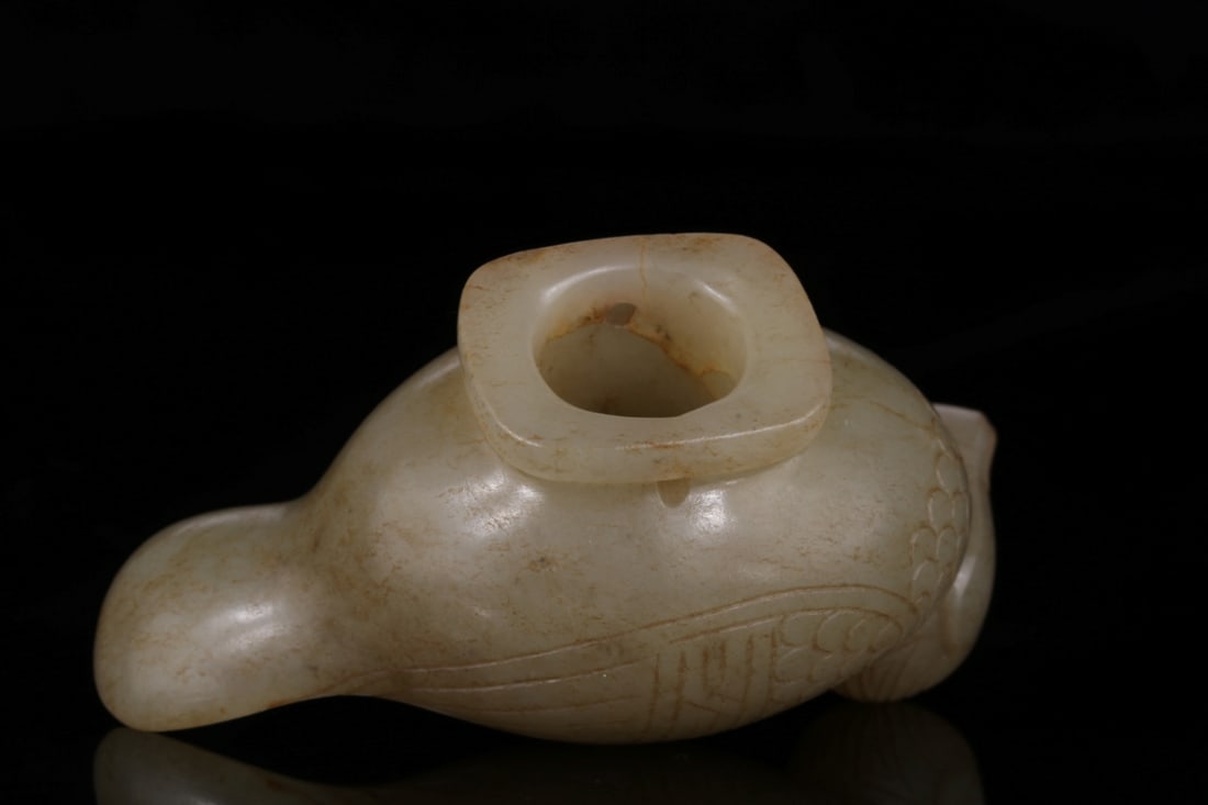 A Exquisite Hotan Jade Duck Scepter Head - 8