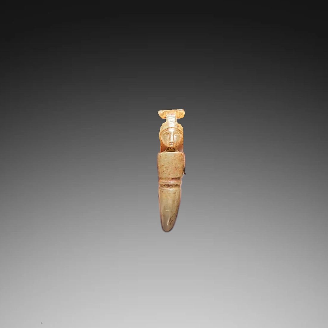 A Exquisite Hotan Jade Human Head Cone-shaped Vessel: A Exquisite Hotan Jade Human Head Cone-shaped Vessel,Ancient Time, China,Size:2in,Weight:8.8g 和田玉人首锥形器,远古时期