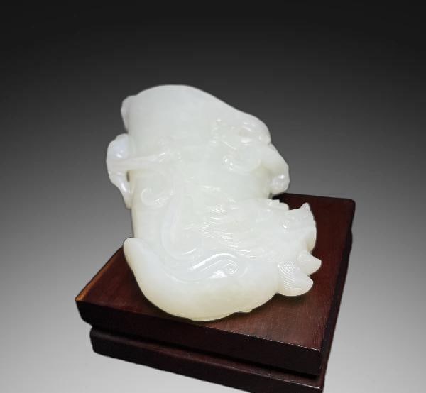 A Exquisite Hotan Jade Dragon Pattern Cup - 6